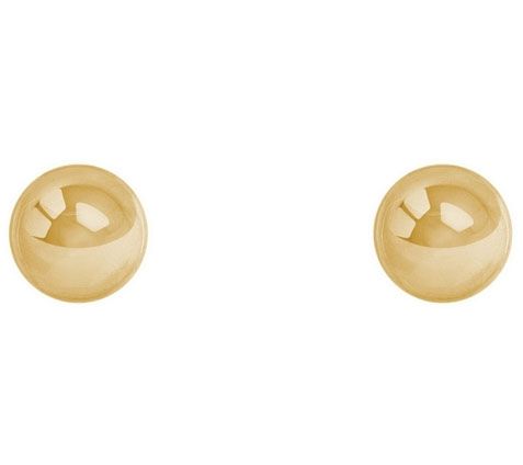 14K Gold 4mm Polished Button Ball Stud Earrings - QVC.com