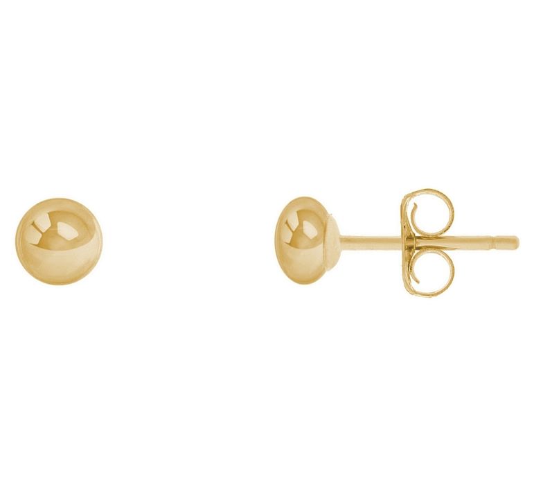 14K Gold 4mm Polished Button Ball Stud Earrings