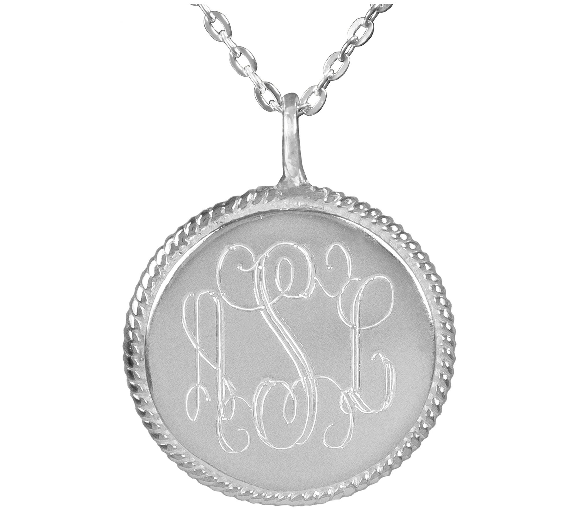 Personalized En graved Sterling Monogram Neckl ace