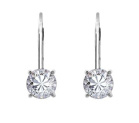 Diamonique Sterling 1.00 cttw Round Lever-BackEarrings