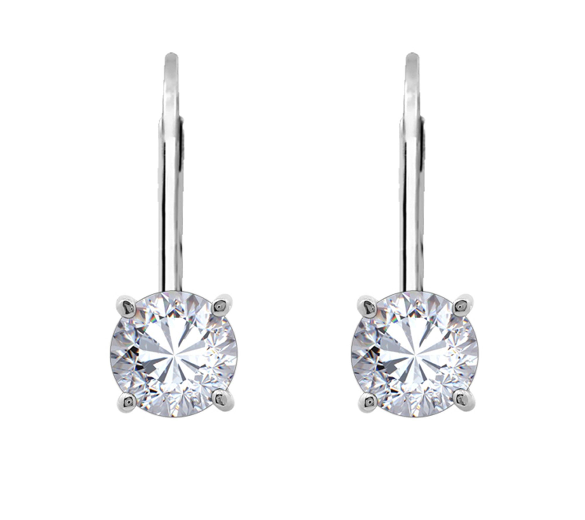 Diamonique Sterling 1.00 cttw Round Lever-Backarrings