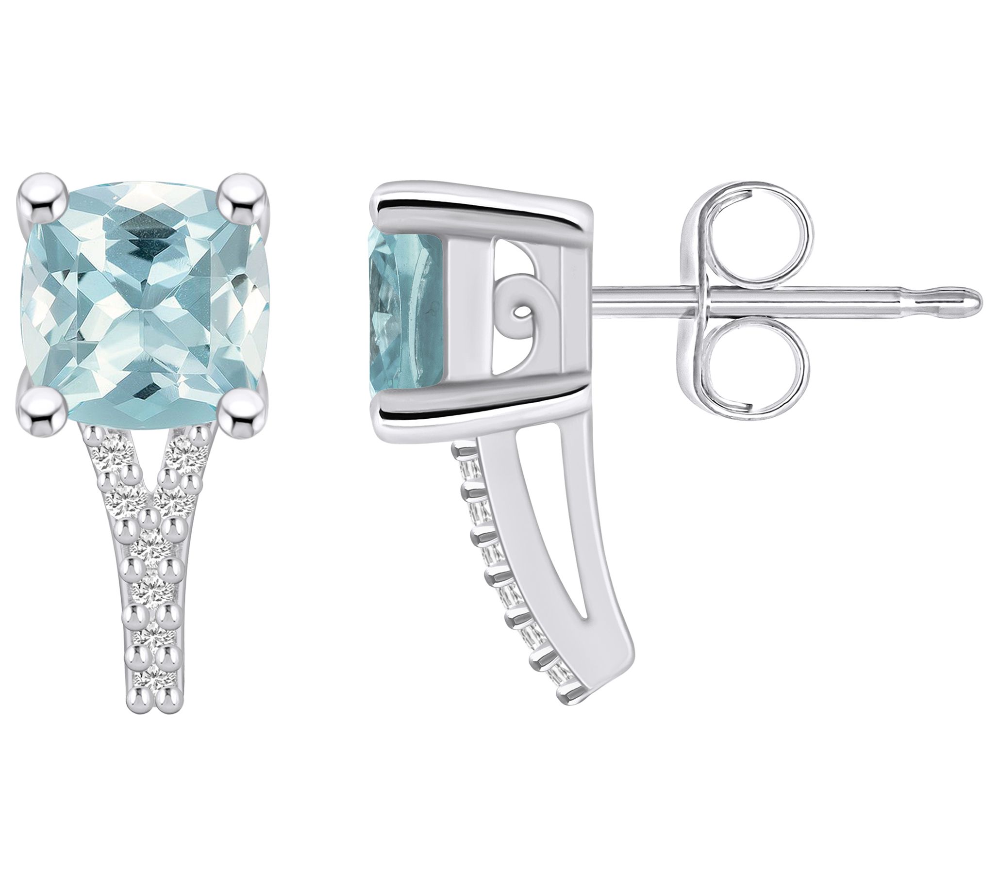 Affinity Gems 14K 1.70 cttw Aquamarine Diamond Accent Studs