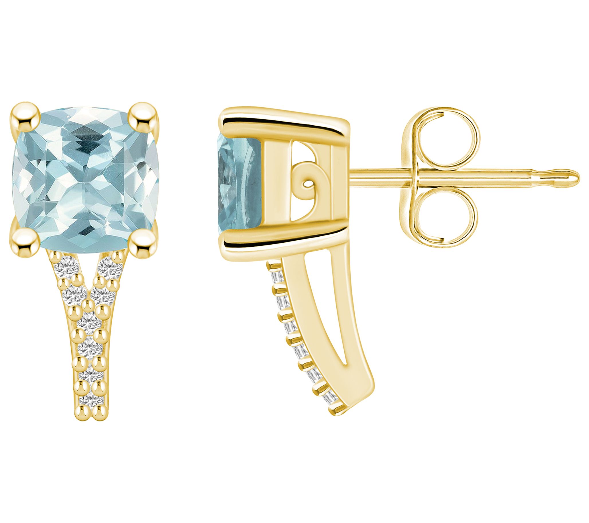 Affinity Gems 14K 1.70 cttw Aquamarine Diamond Accent Studs