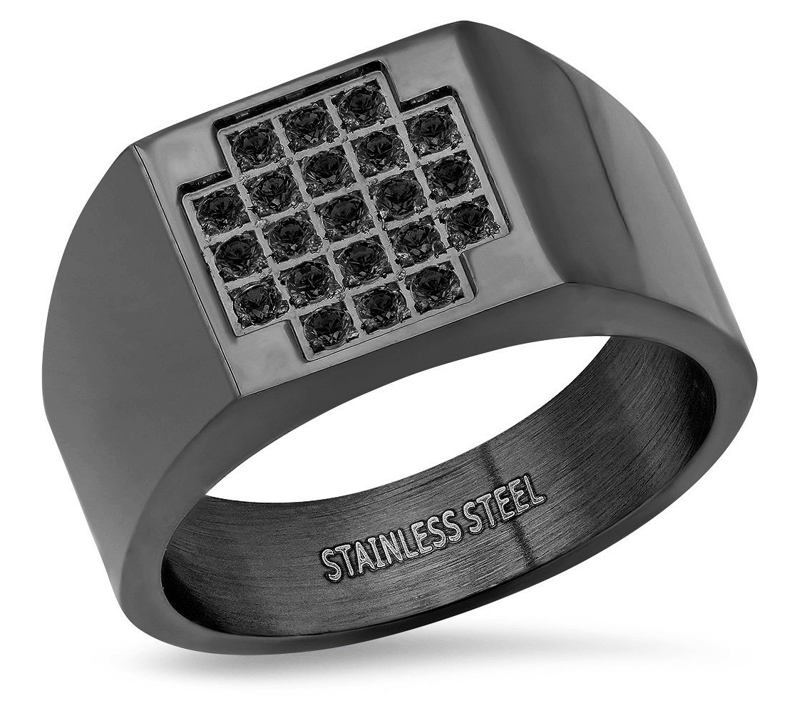 Steel by Design Men's Pave Cross Ring