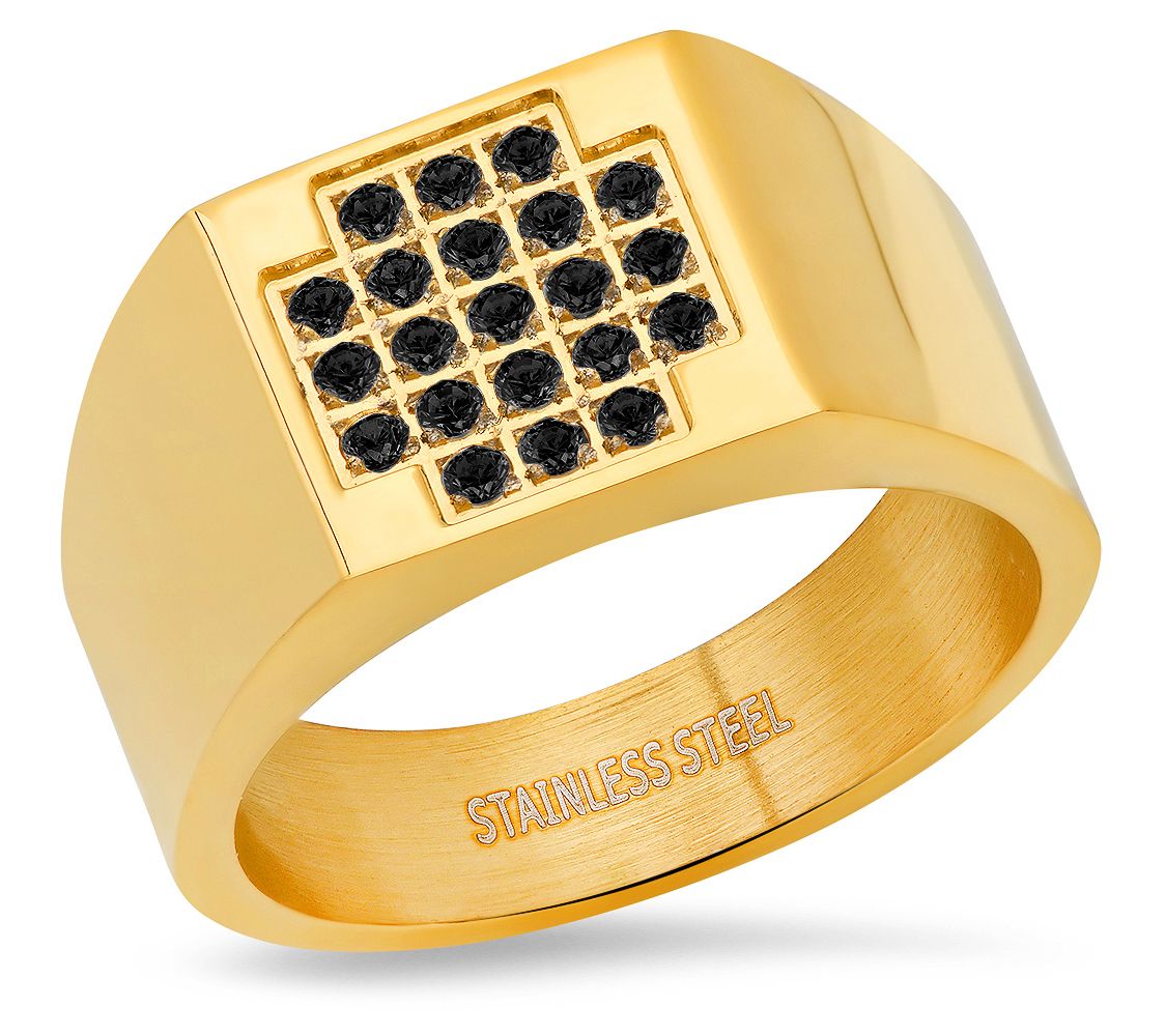 Steel by Design Men's Pave Cross Ring