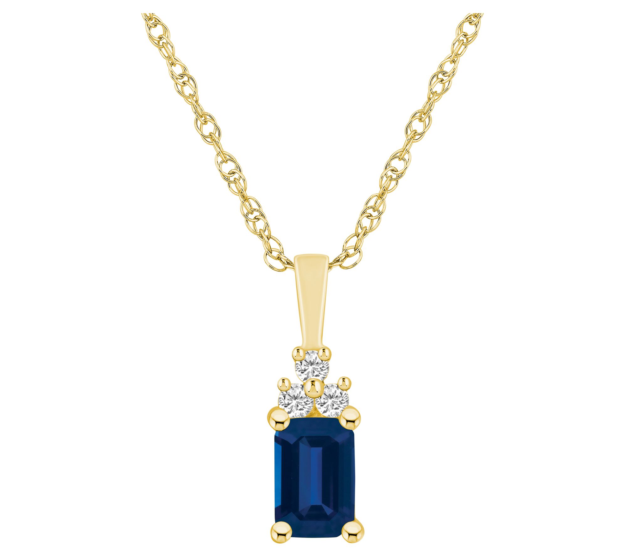 Affinity Gems Emerald Cut Diamond Accent Pendant, 14K Gold