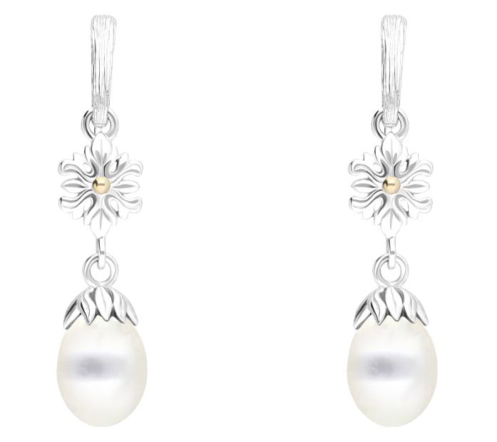 Ariva Sterling Silver & 18K Gold Cultured Pearl Drop Earrings