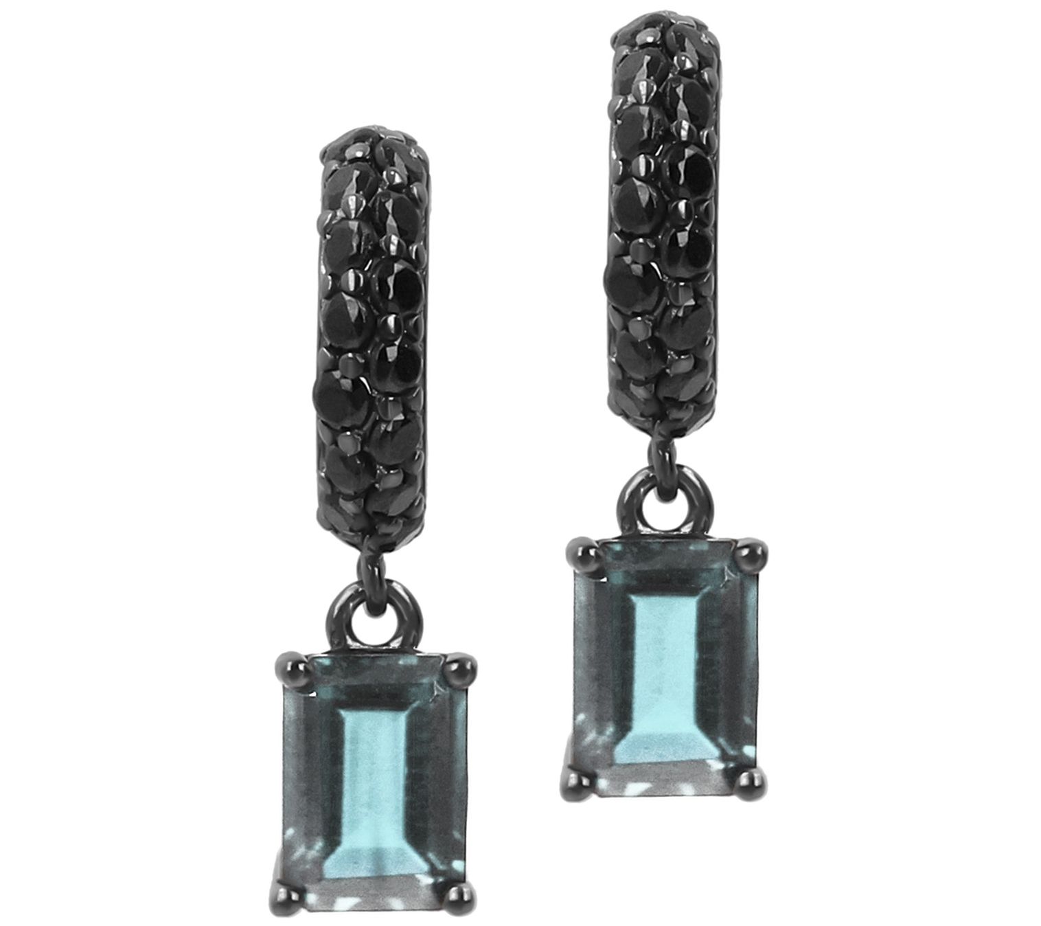 Mistero 2.25 cttw Gemstone  Dangle Hoop Earrings, Sterling