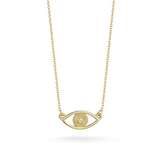 Luminosa Gold Diamond Dainty Evil Eye Necklace,14K