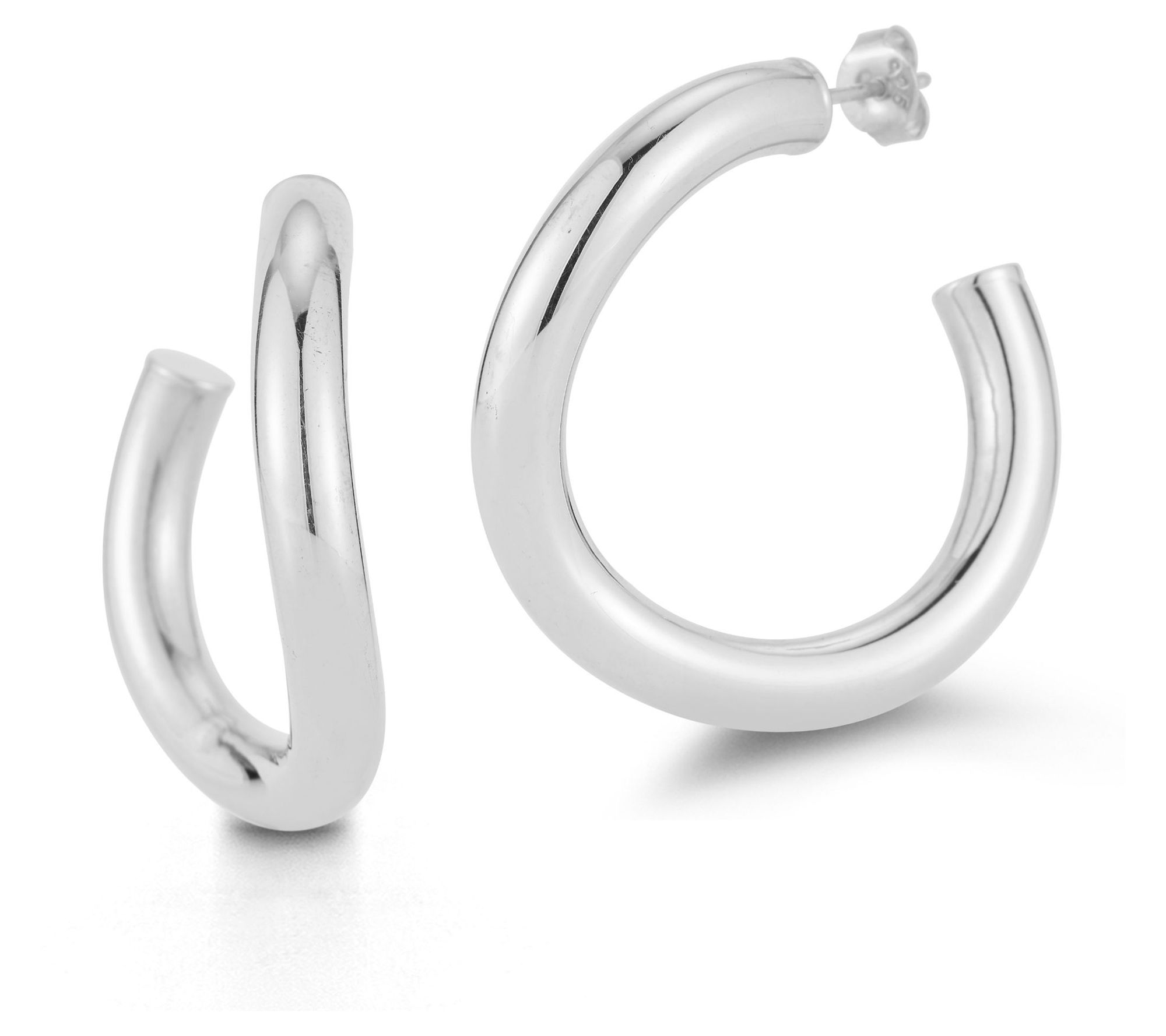 Sterlina Silver Large Wave Hoop Earrings, Sterling