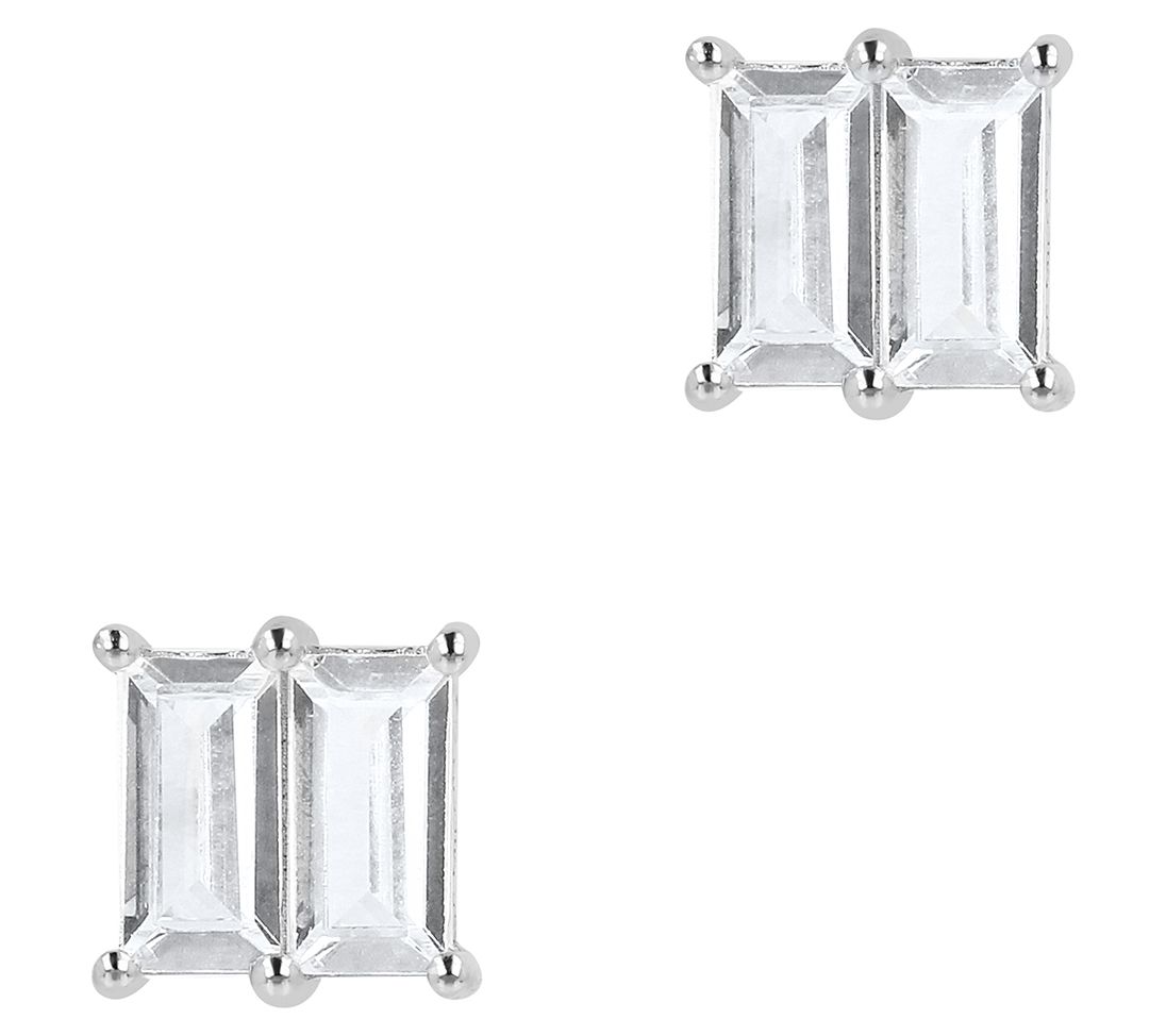 Diamonique 1.30 cttw Double Baguette Stud Earrings, Sterling