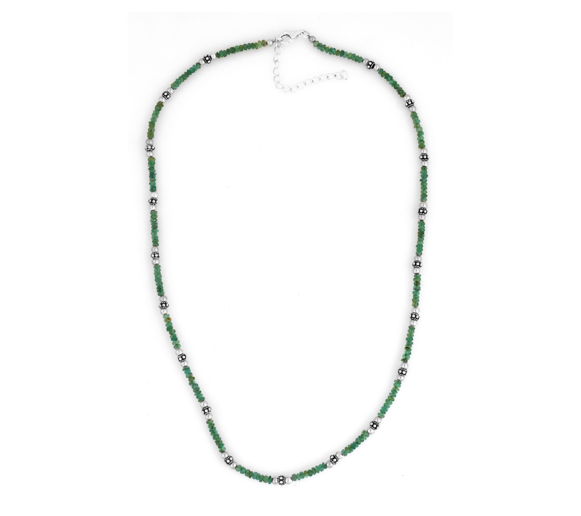 Sterling Silver Emerald Bead Necklace