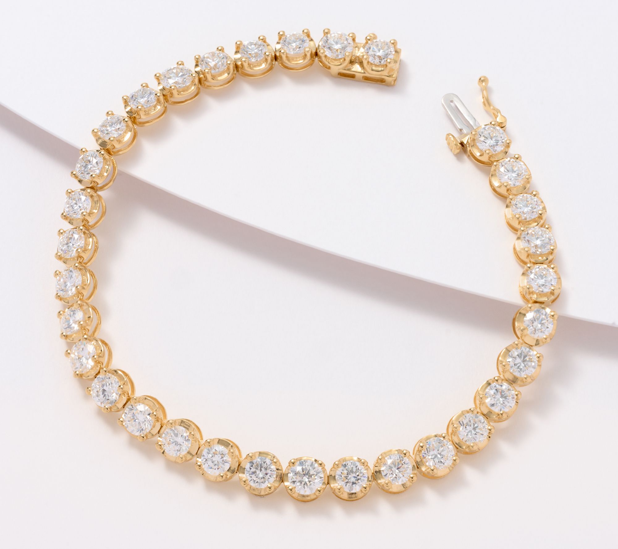 Fire Light Lab Grown Diamond Round 9.00 cttw 14K Tennis Bracelet