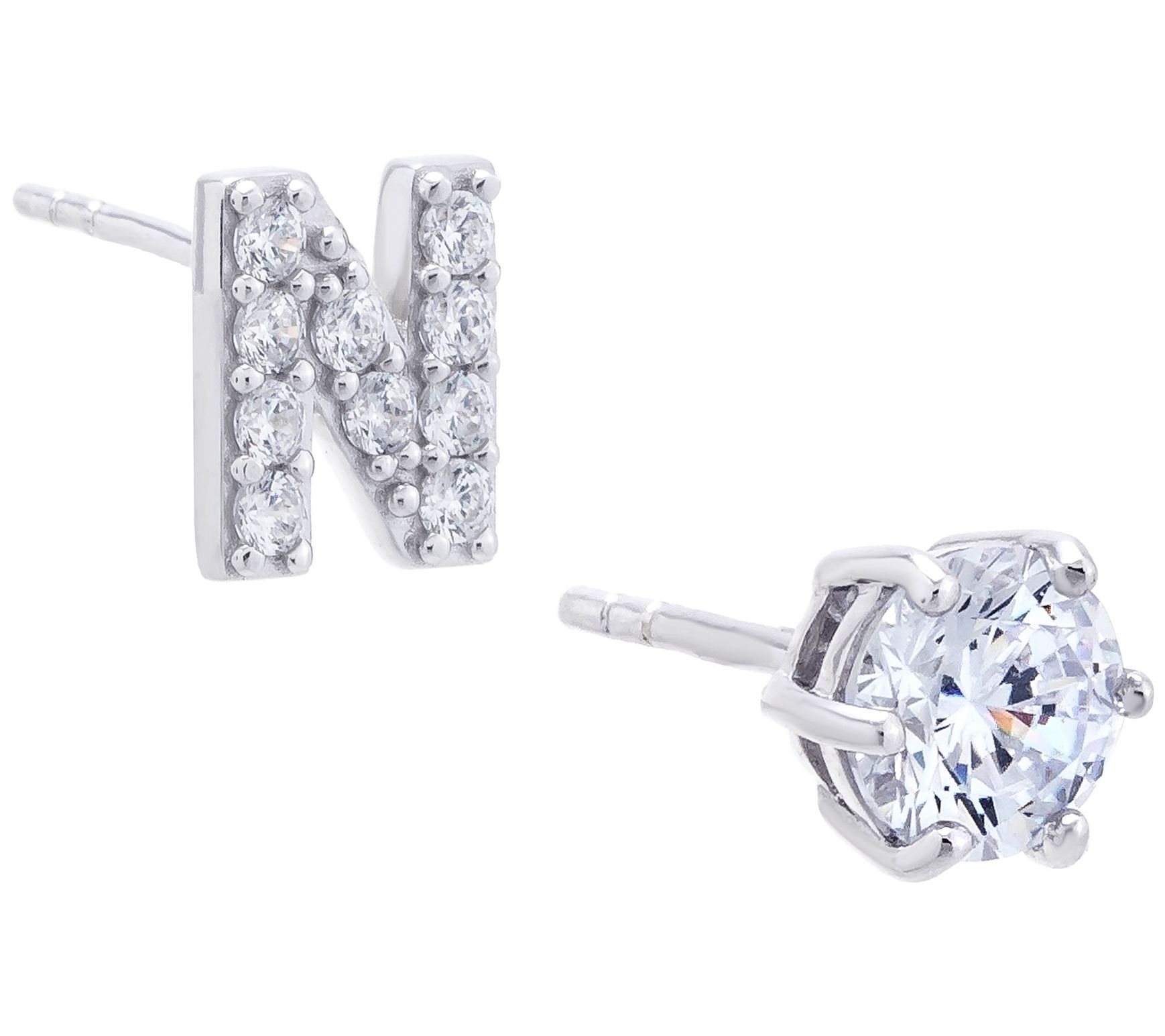 Diamonique X Jennifer Miller Initial Stud Earrings, Sterling