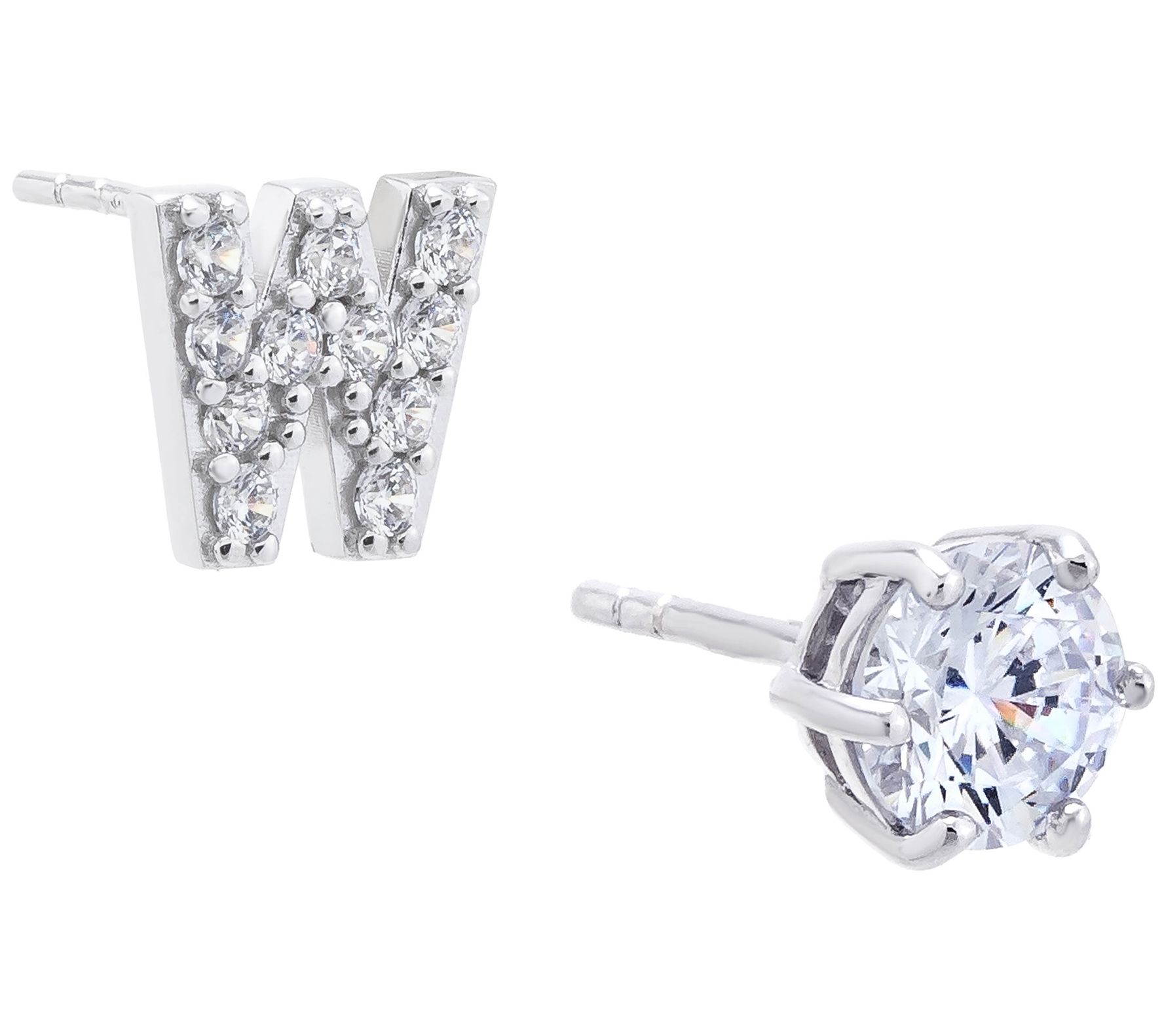 Diamonique X Jennifer Miller Initial Stud Earrings, Sterling