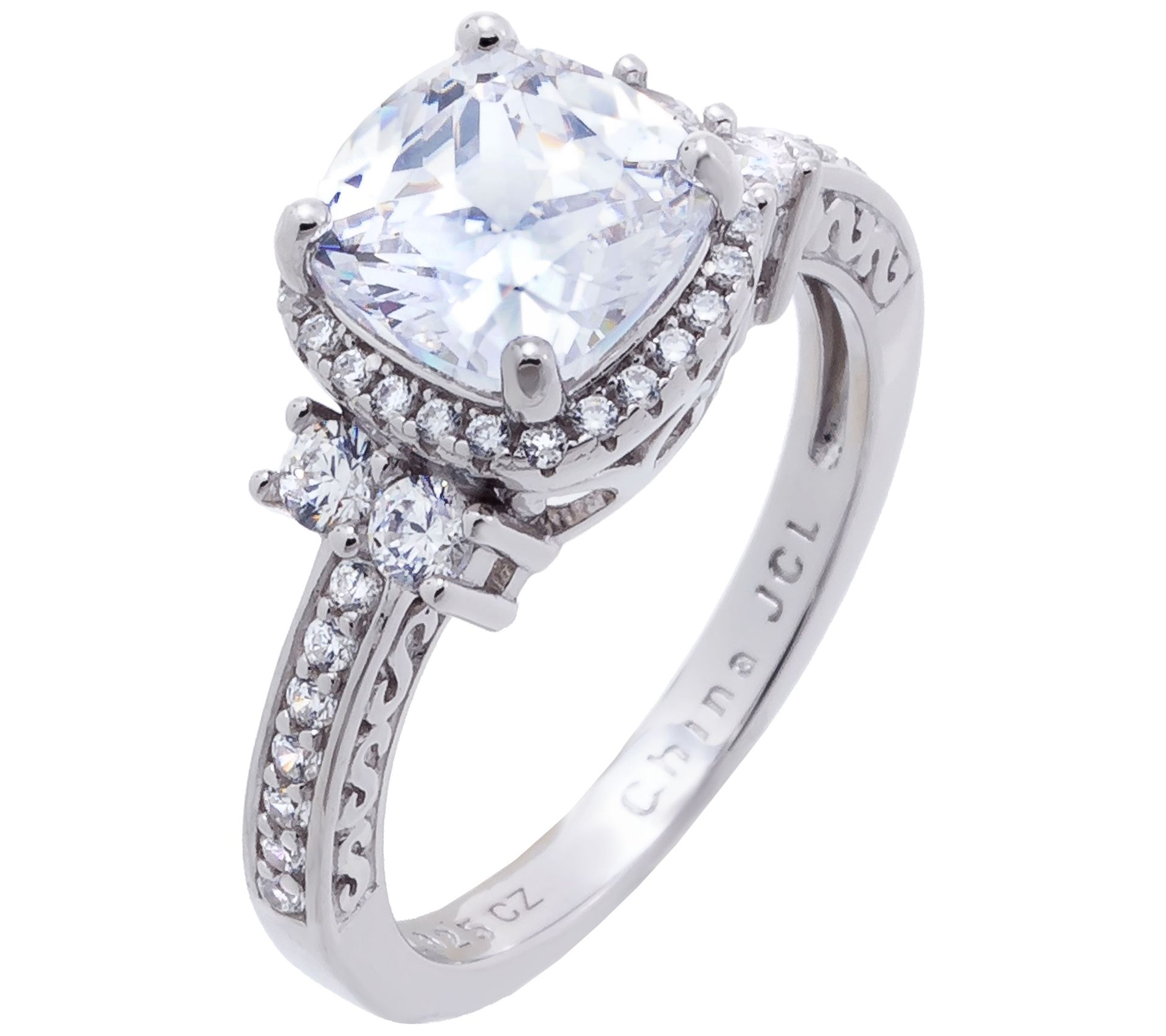 Diamonique 2.75 cttw Engagement Ring, Sterlingilver - QVC.com