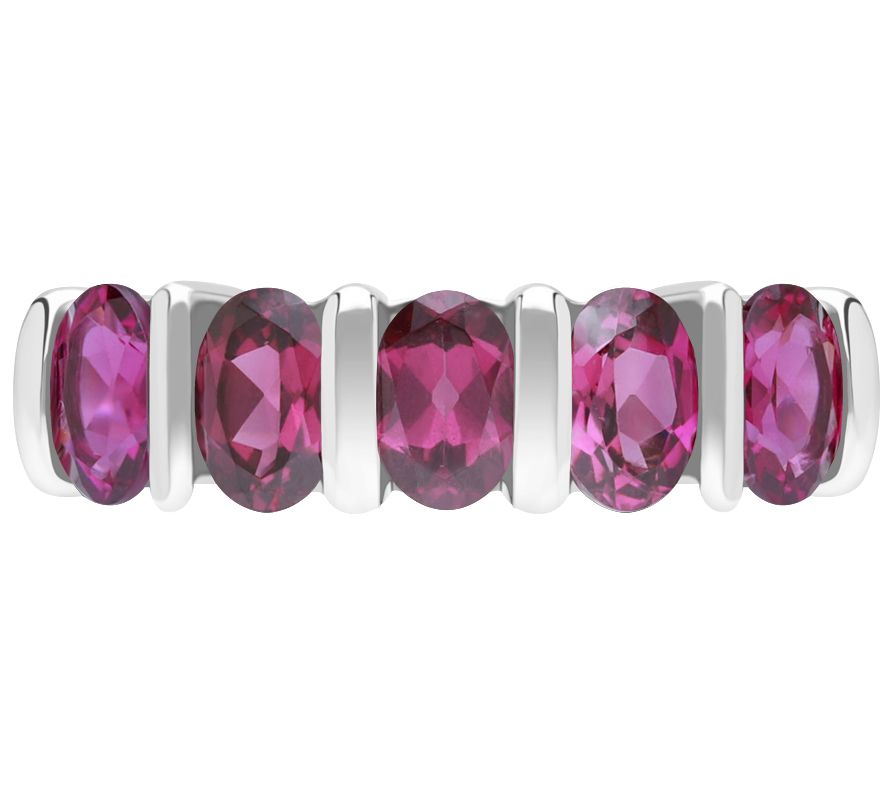 Ariva Silver 18K Clad Oval Rhodolite Band Ring