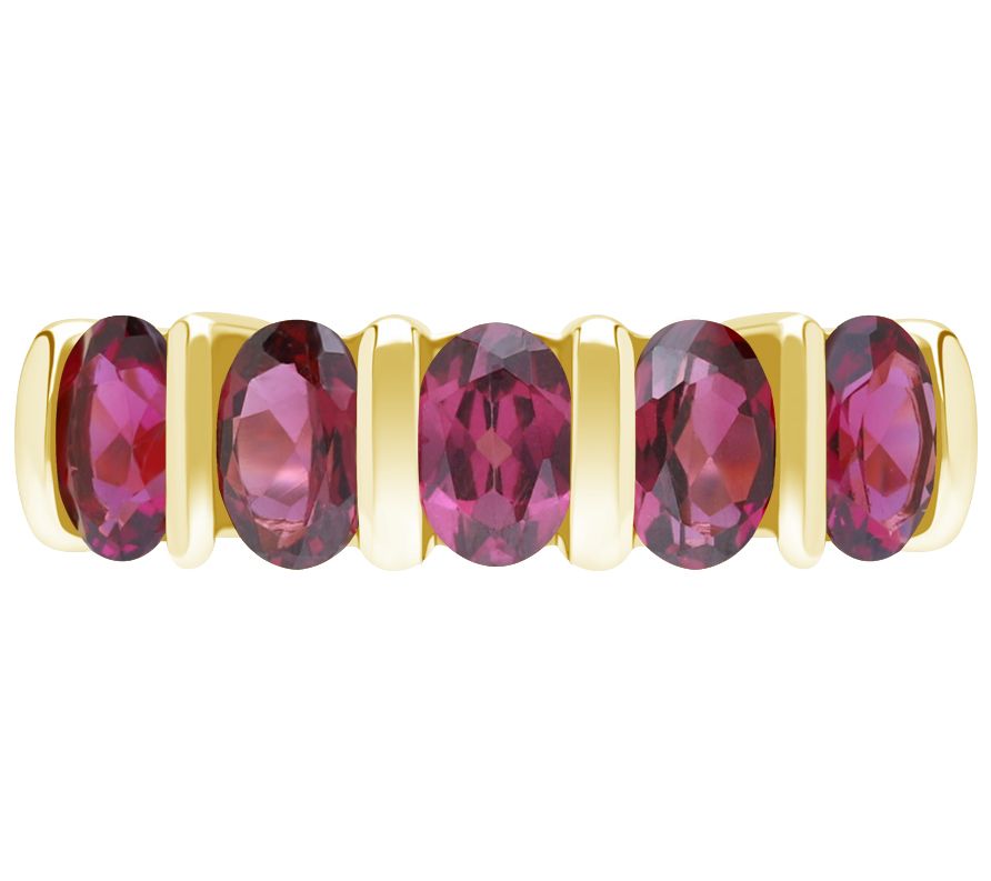 Ariva Silver 18K Clad Oval Rhodolite Band Ring