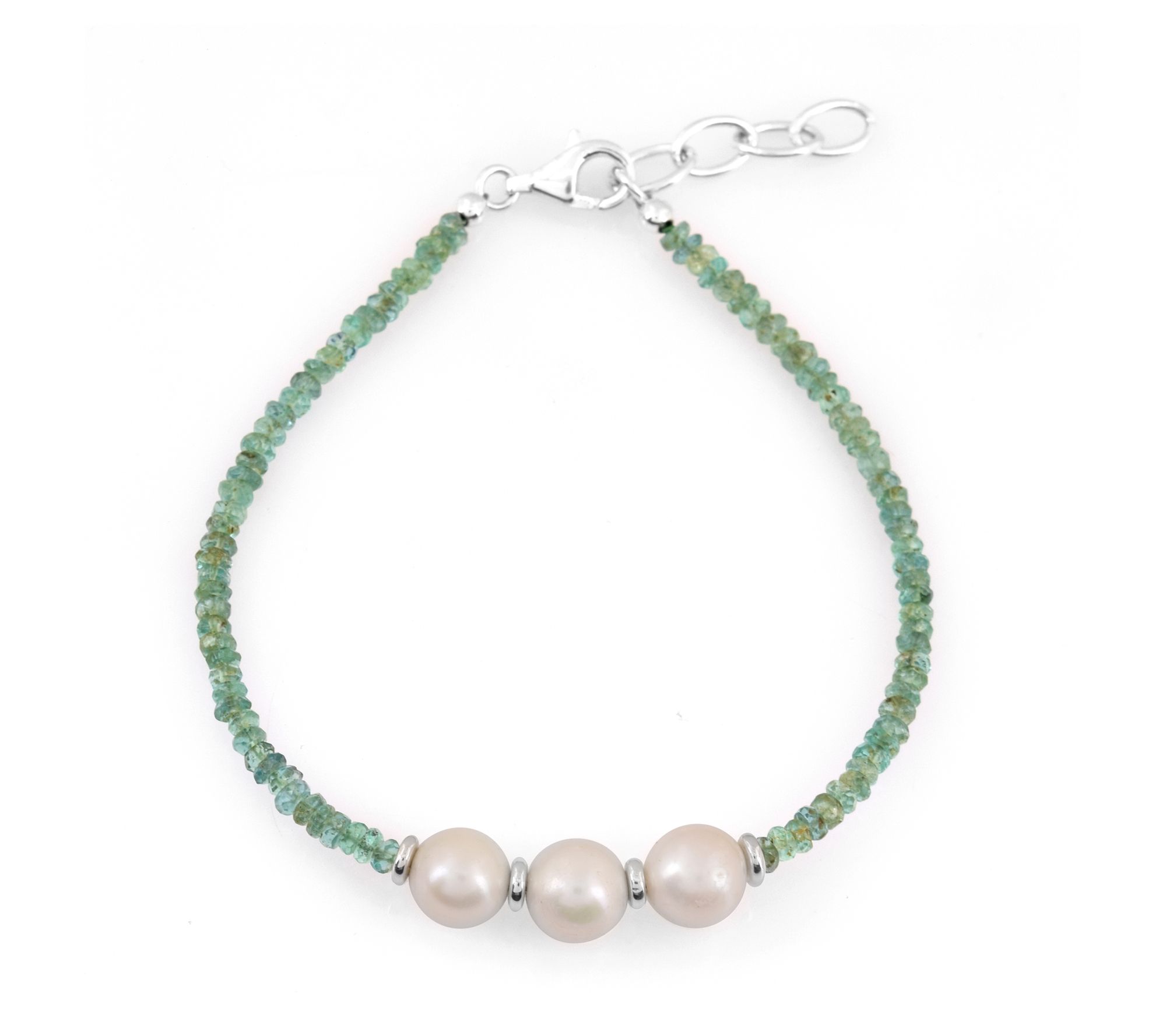 Sterling Silver Cultured Pearl & Gemstone BeadBracelet