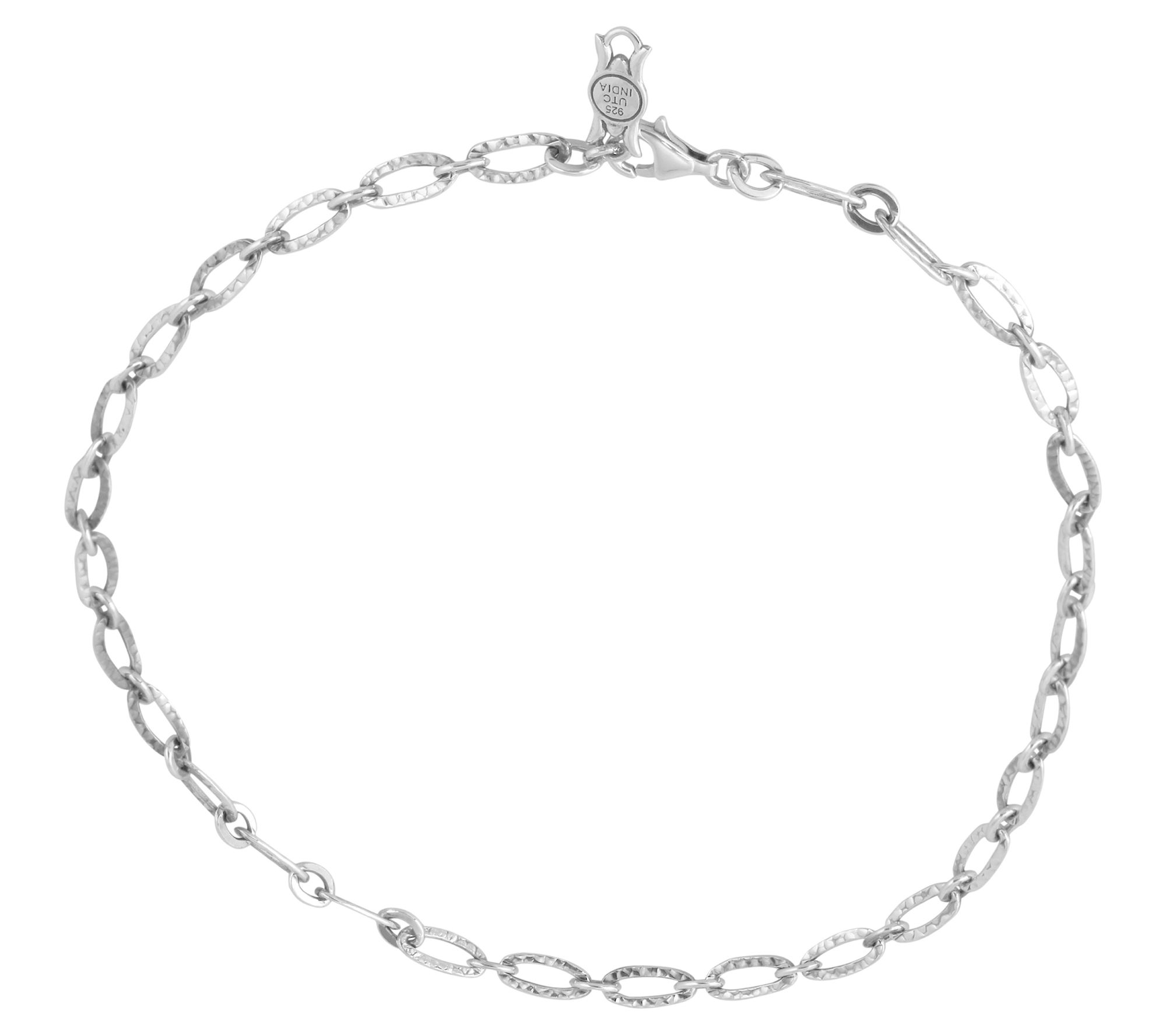 American West Sterling Textured & Polished 20"Oval Link Chain