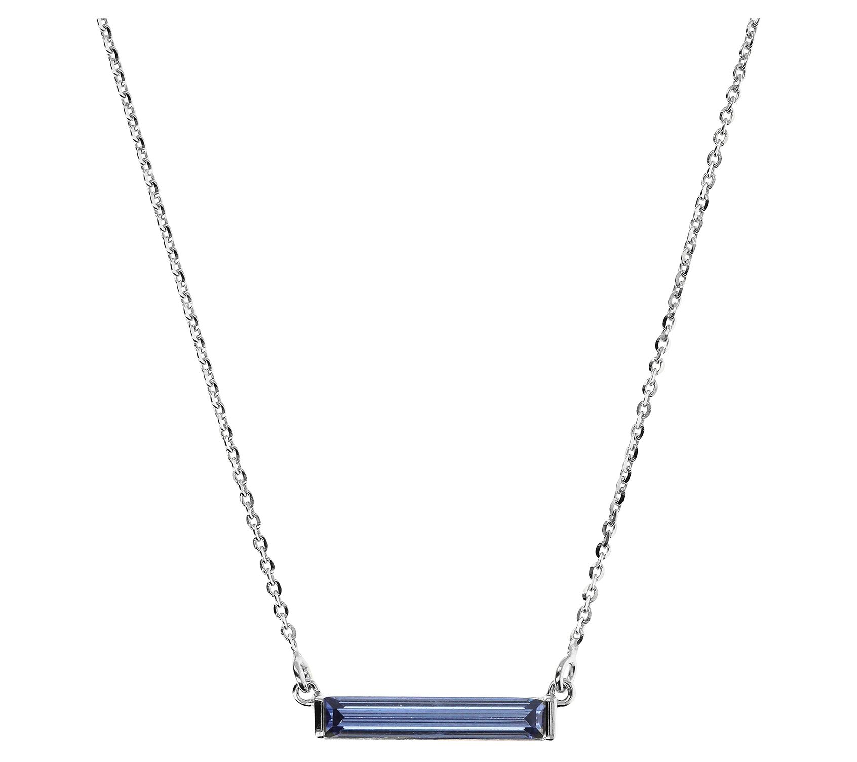 Diamonique Italia Baguette Bar Necklace, Sterling Silver