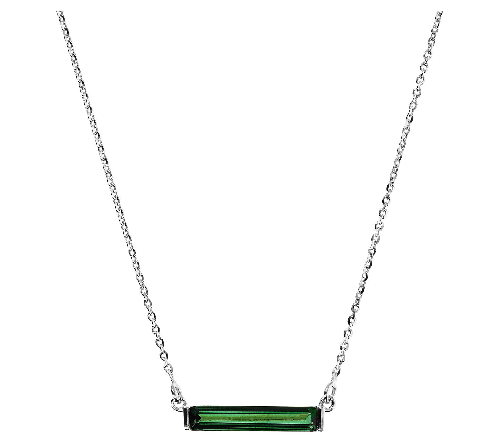 Diamonique Italia Baguette Bar Necklace, Sterling Silver