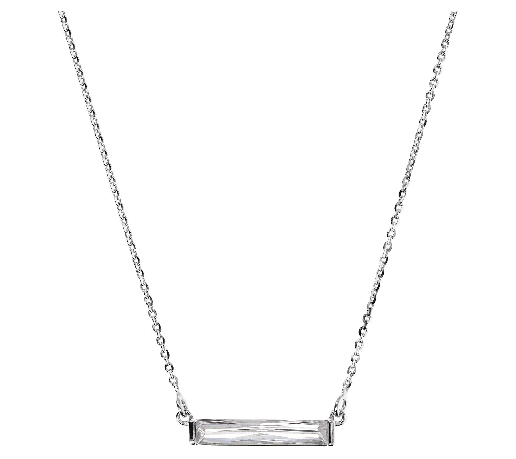 Diamonique Italia Baguette Bar Necklace, Sterling Silver