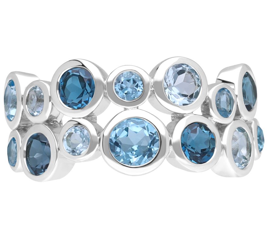 Ariva Sterling Silver Blue Topaz Bubble Ring