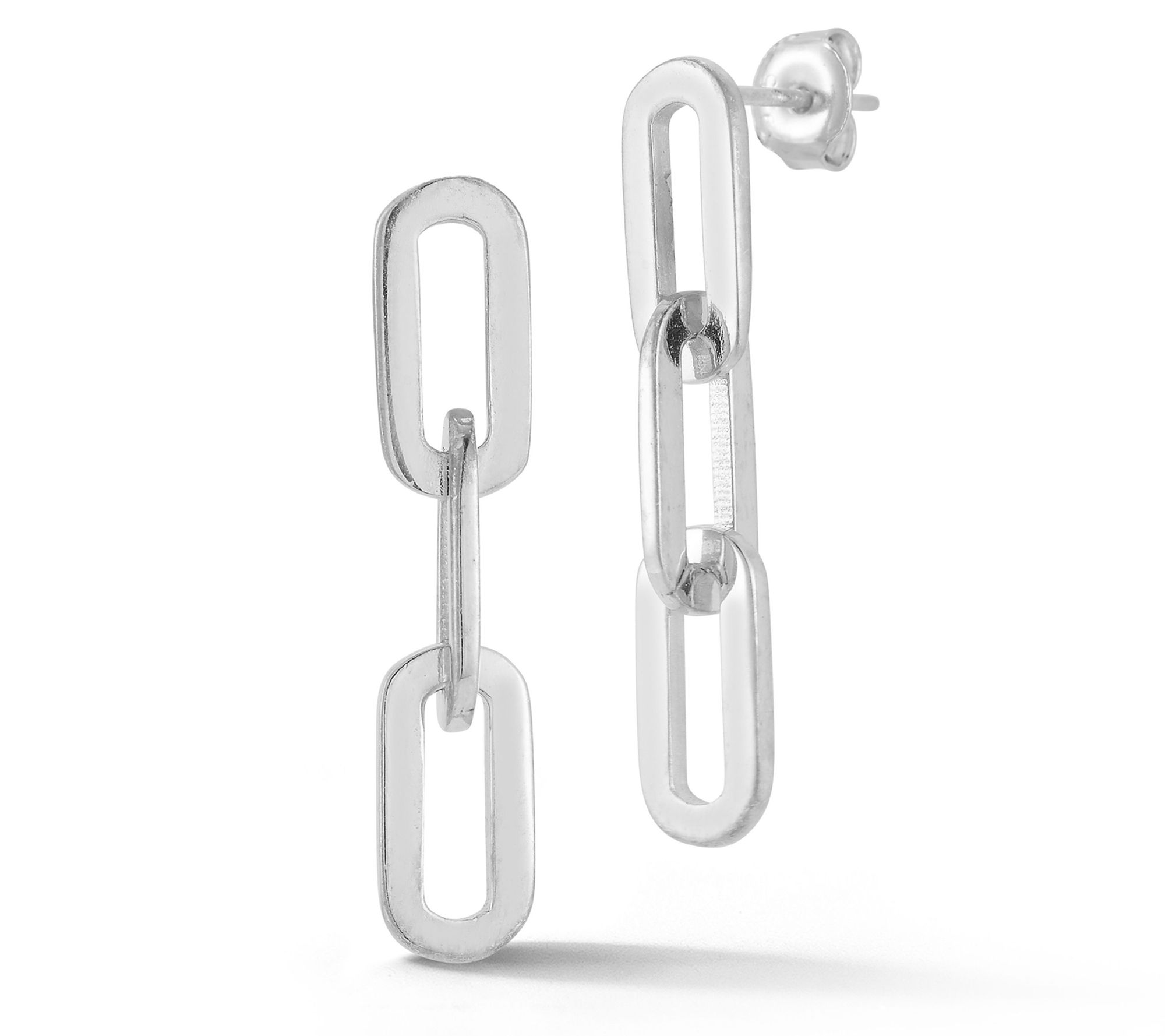 Sterlina Silver 1" Paperclip Drop Earrings, Sterling