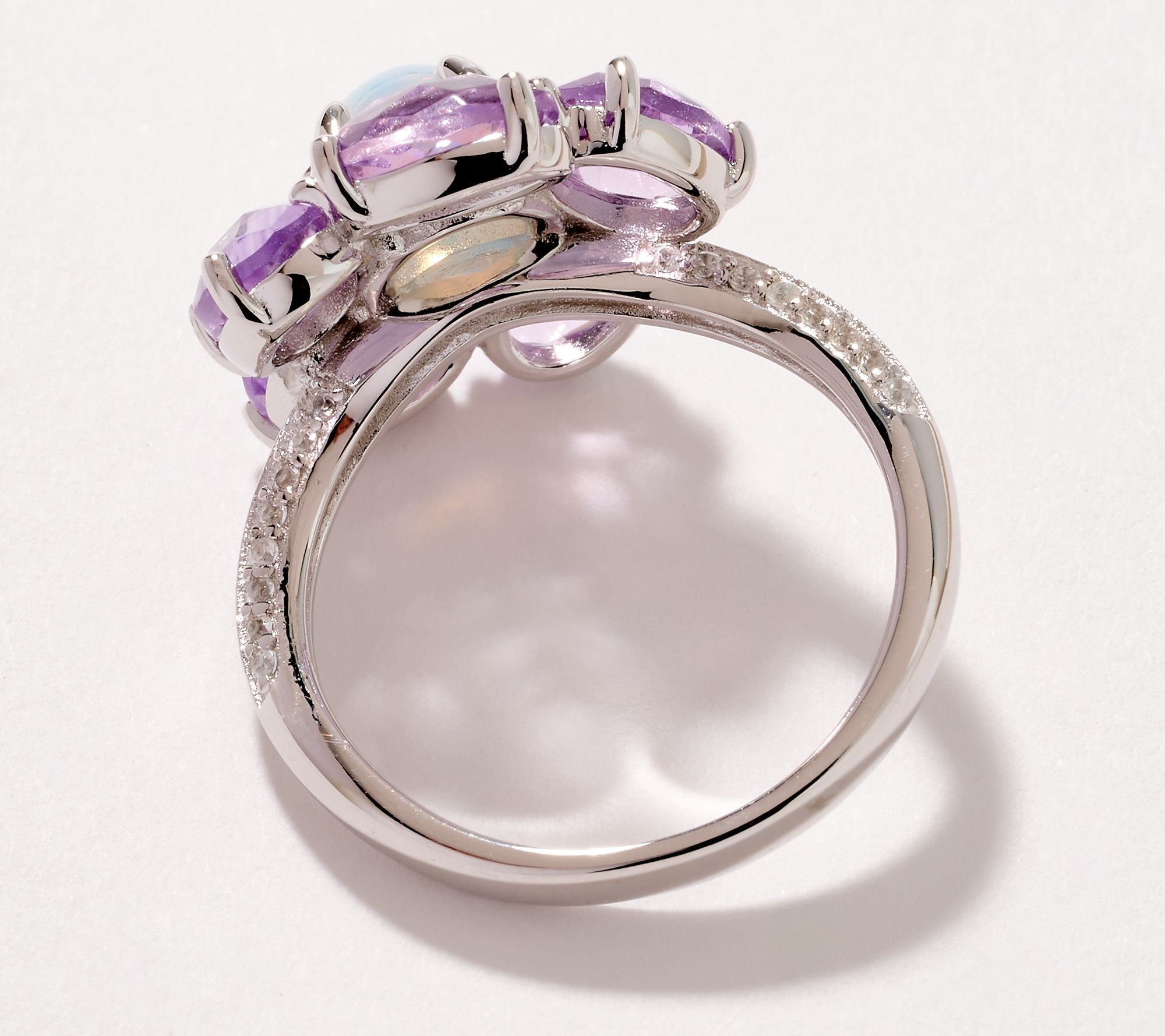Affinity Gems Briolette Gemstone Flower Ring Sterling Silver