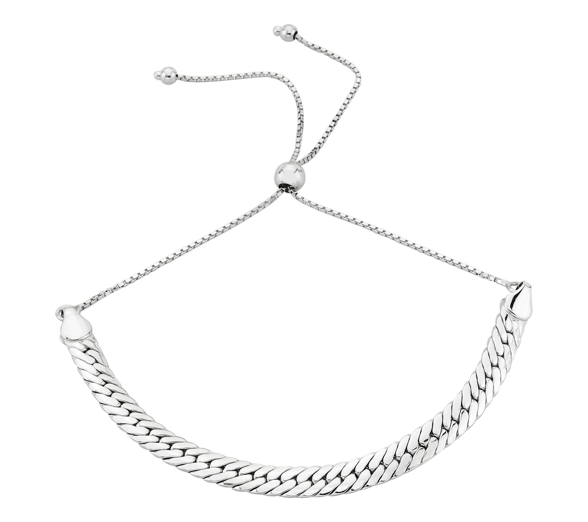 Silver Style  Adjustable Curb Link Bracelet, Sterling