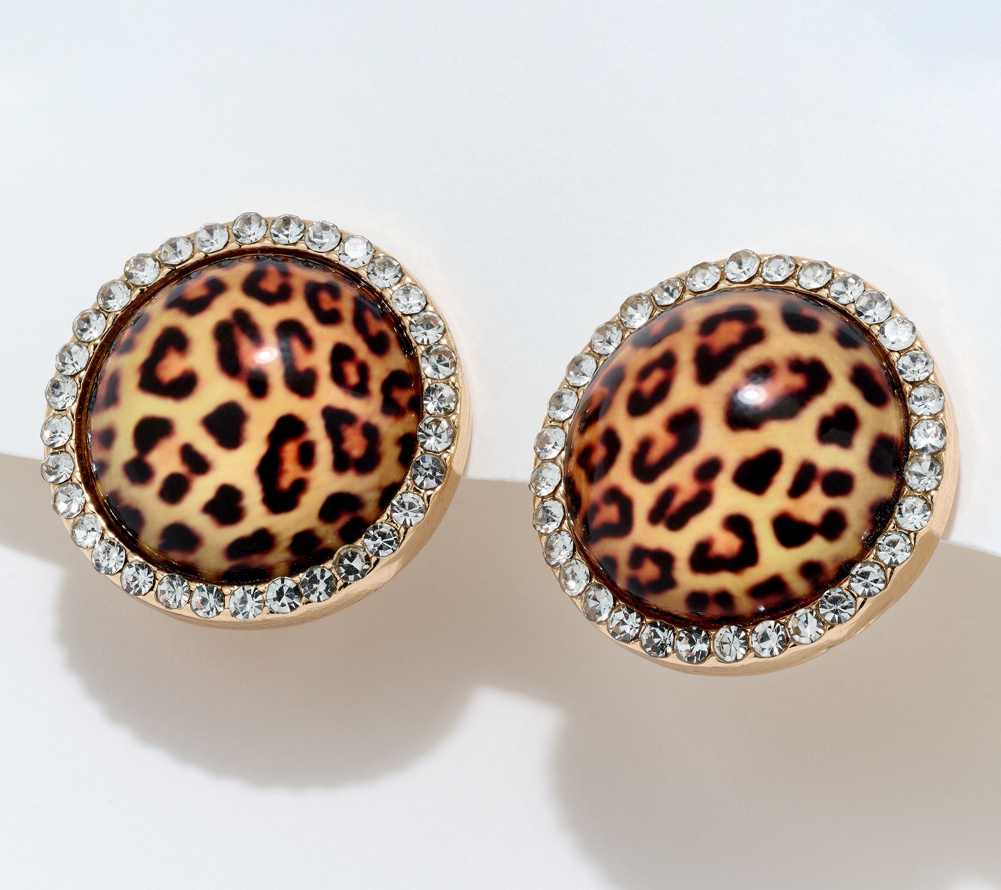 Joan Rivers Classics Collection As Is Joan Rivers Animal Print w/Pave StoneClip On Earring