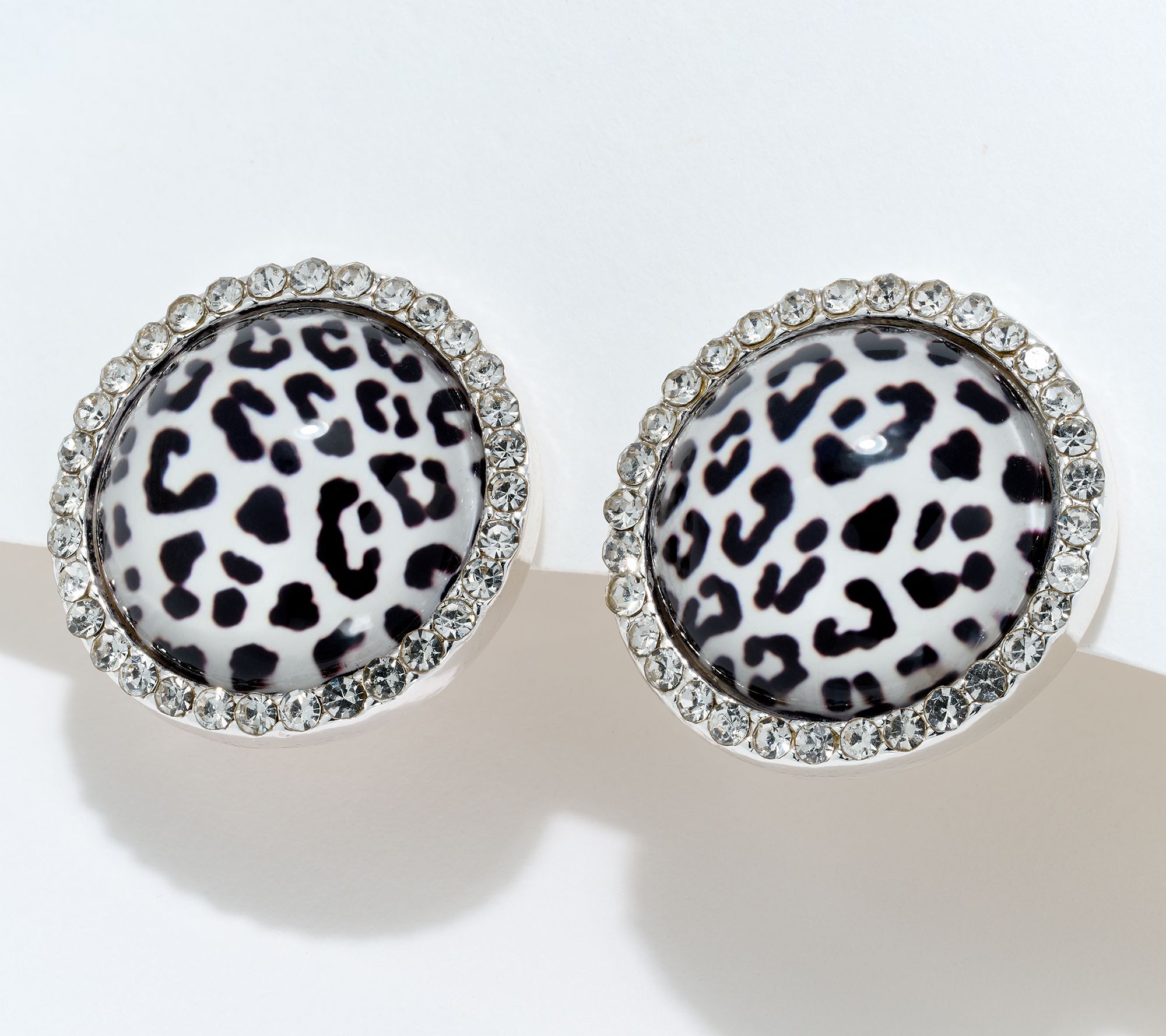 "As Is" Joan Rivers Animal Print with Pave Stone Clip On Earring