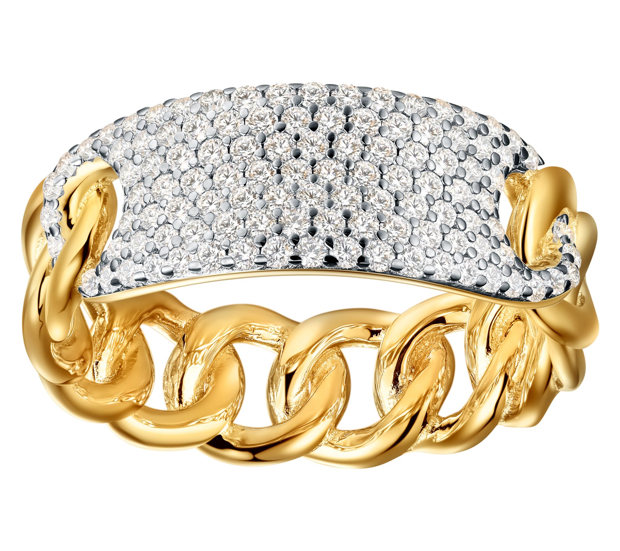 Diamonique X Jennifer Miller Pave Link Ring, Sterling Silver