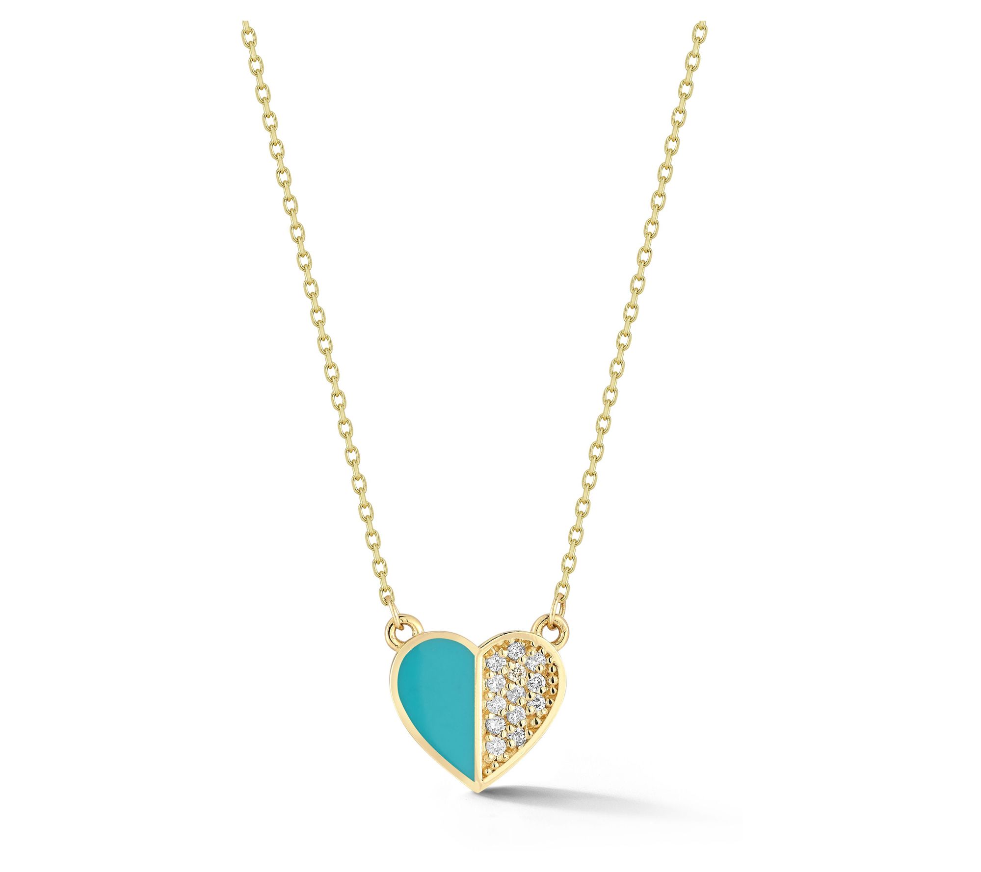 Luminosa Gold Diamond Enamel Heart Necklace, 14K