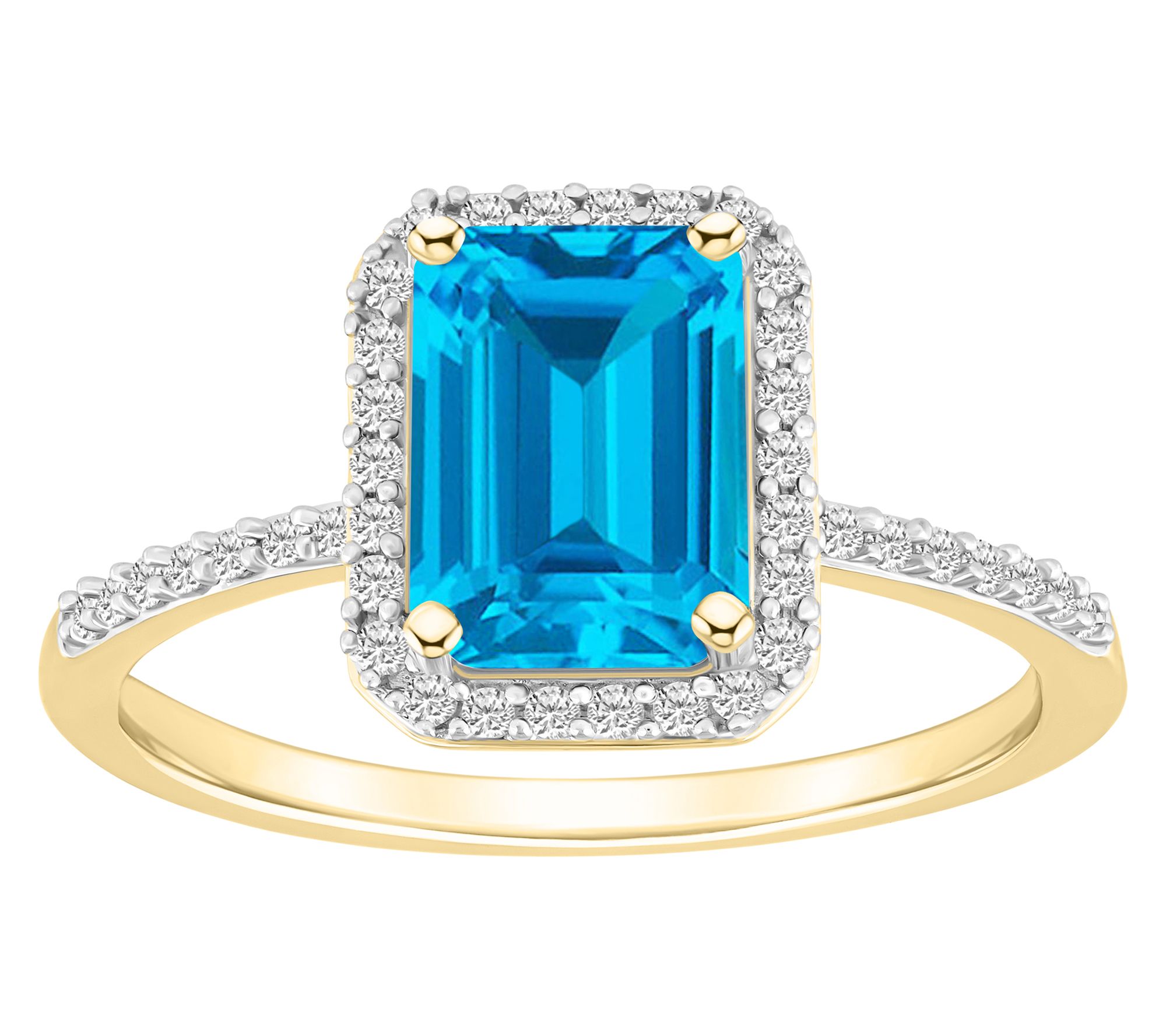 Affinity Gems Emerald Cut Gemstone Halo Ring, 10K Gold