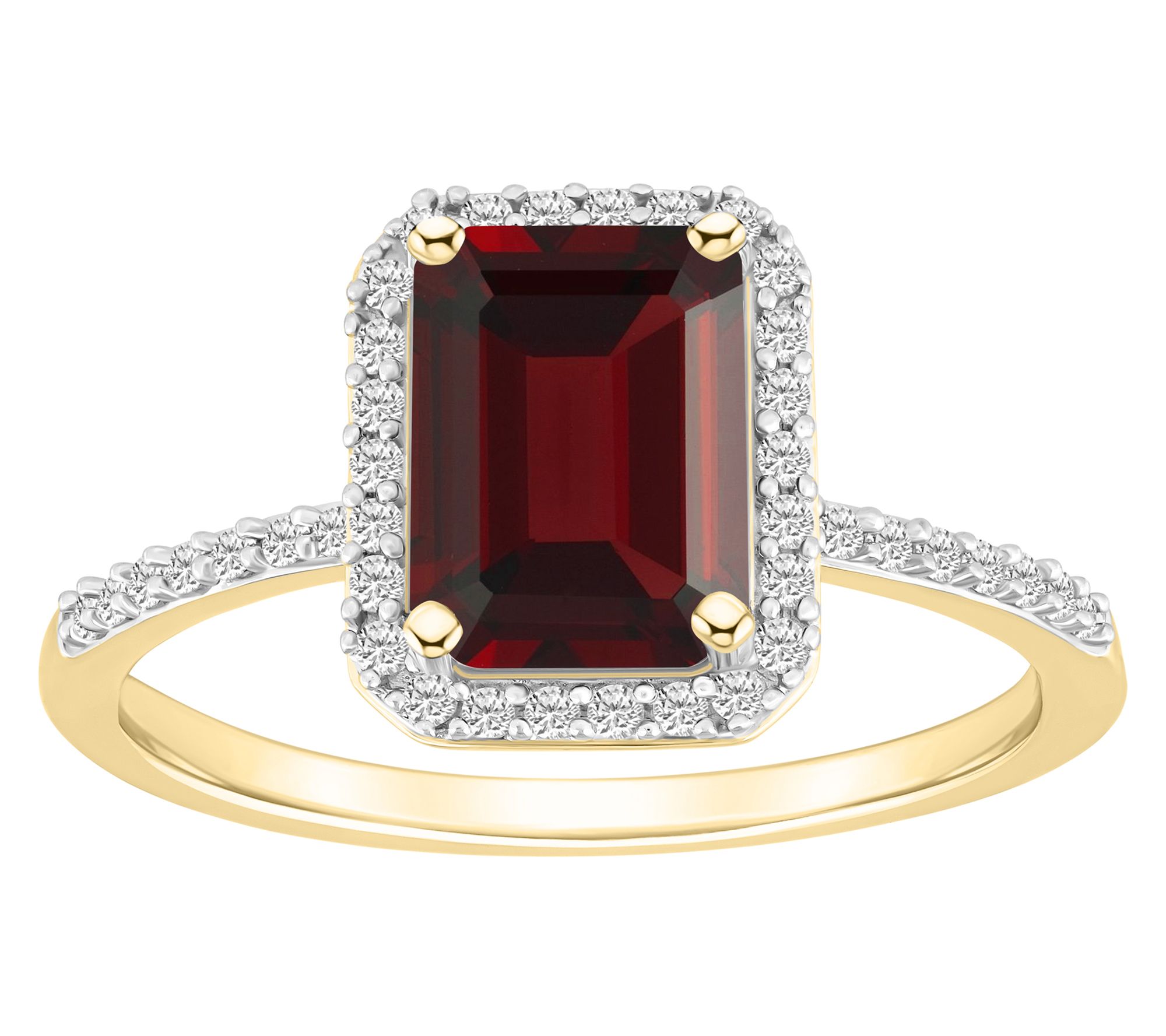 Affinity Gems Emerald Cut Gemstone Halo Ring, 10K Gold