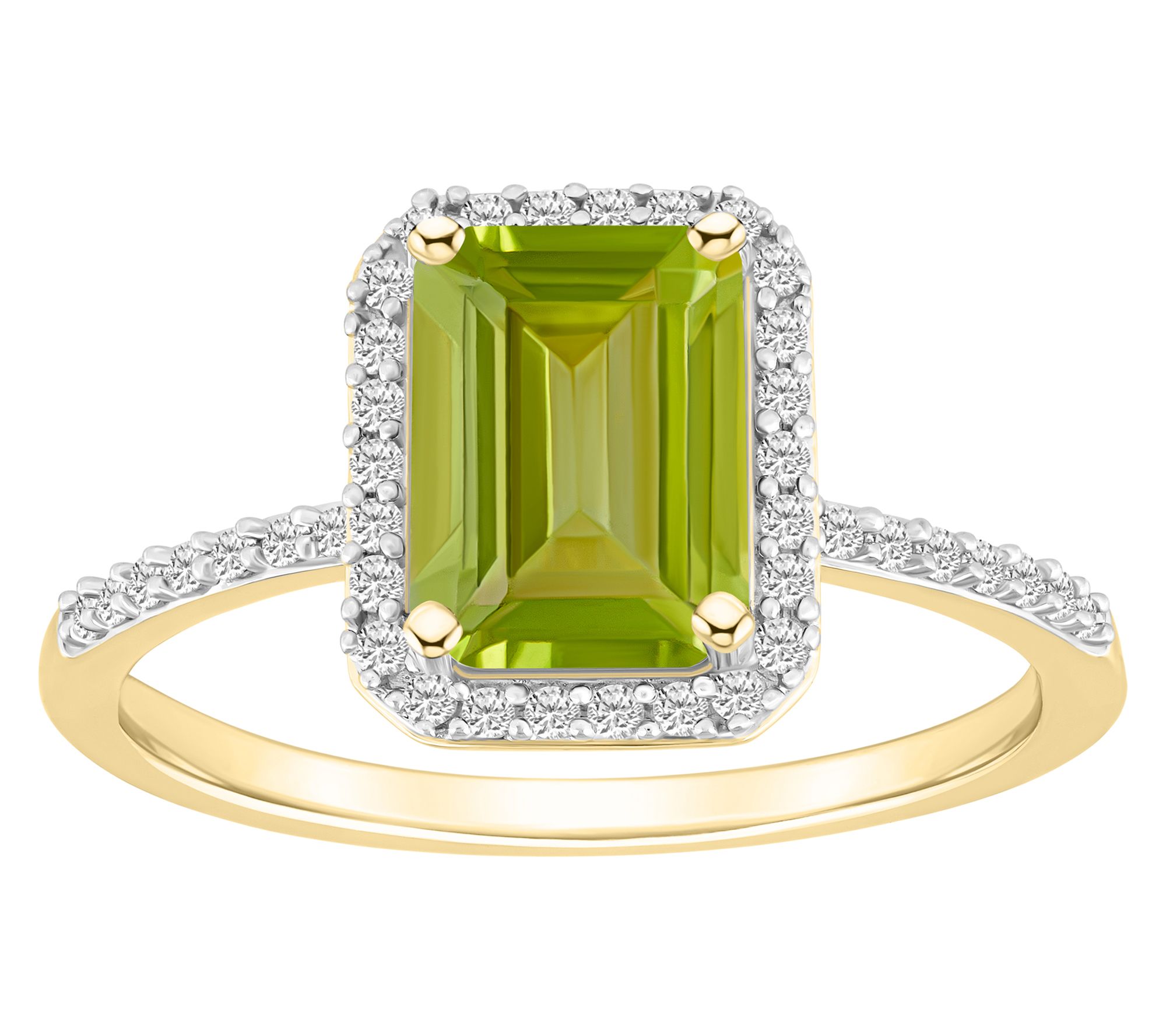 Affinity Gems Emerald Cut Gemstone Halo Ring, 10K Gold