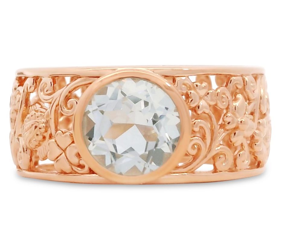 Goddaughters 14K Gold Clad White Topaz GoddessScroll Ring