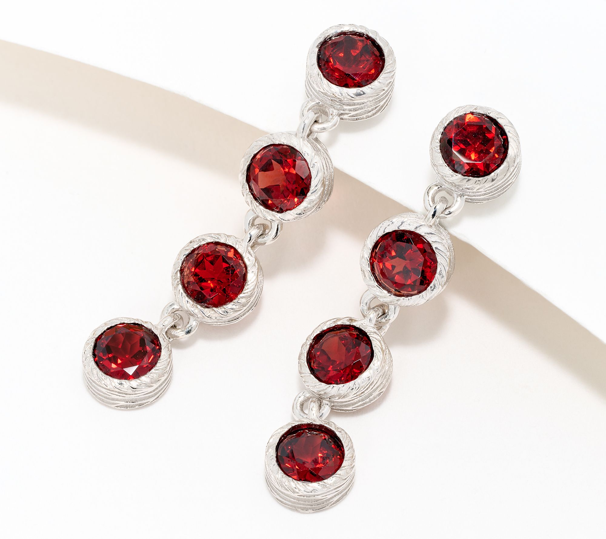 Christian James by Scott Grimes Sterling Ripple 1-3/8" Gemstone Dangle Earrings