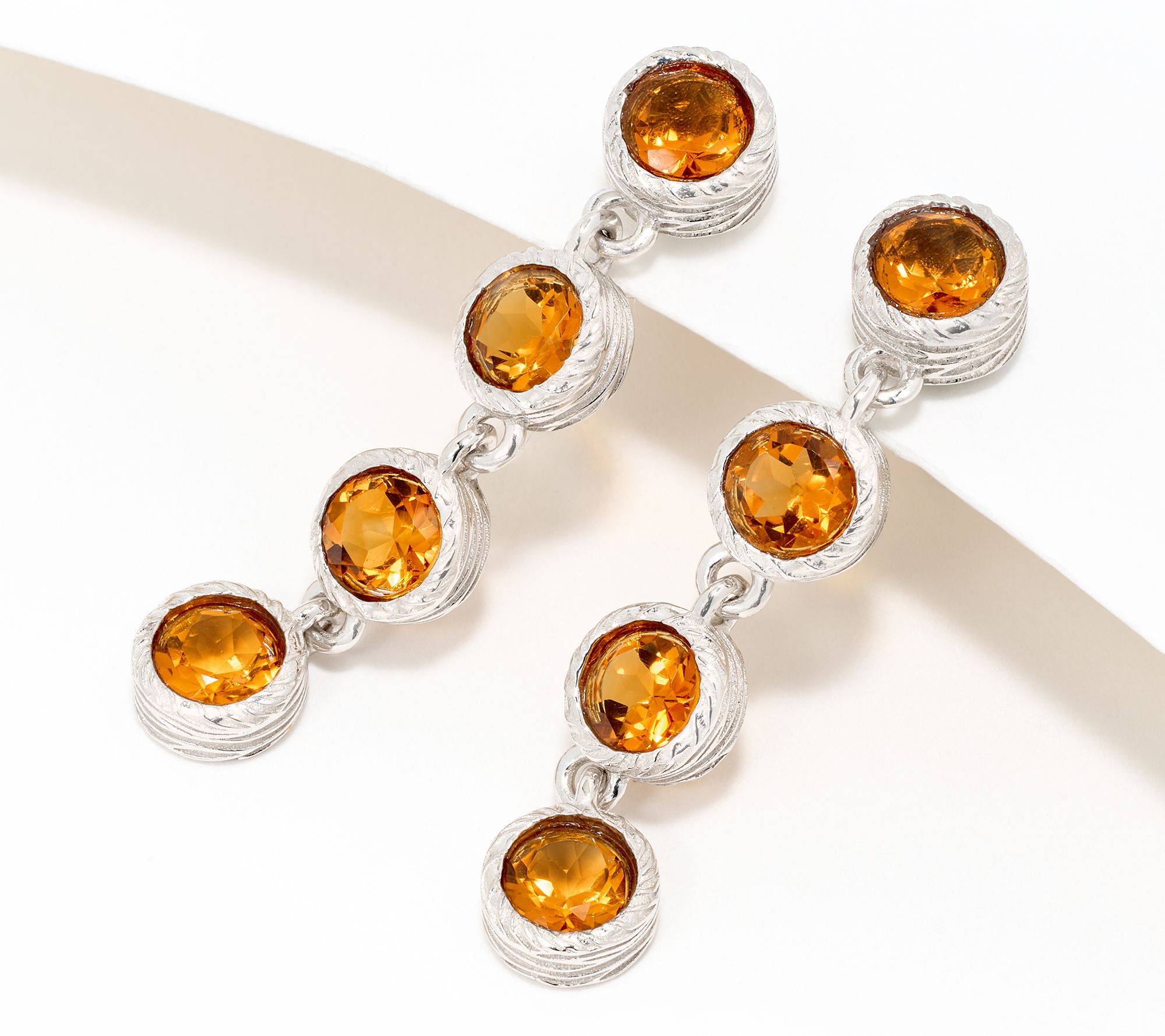 Christian James by Scott Grimes Sterling Ripple 1-3/8" Gemstone Dangle Earrings