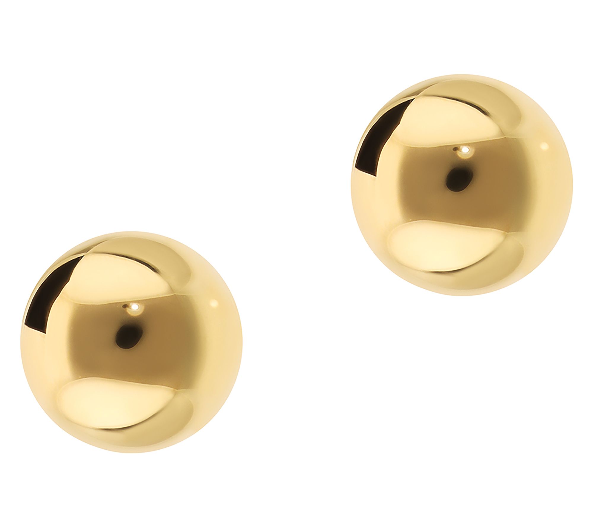 Bronzo Italia Polished Half Bead Stud Earrings,18K Plated