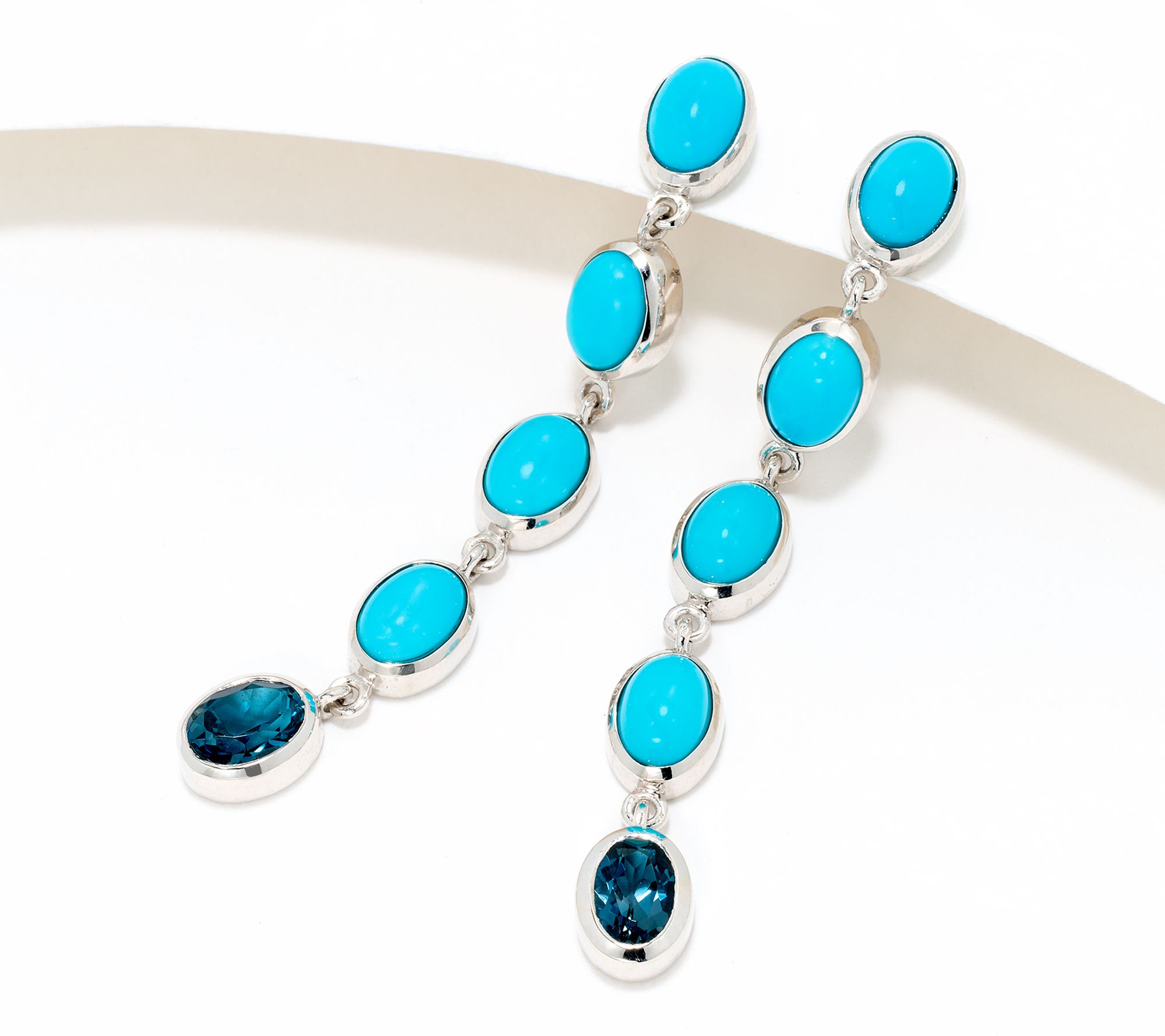 Affinity Gems Linear Oval Turquoise Earrings, Sterling Silver