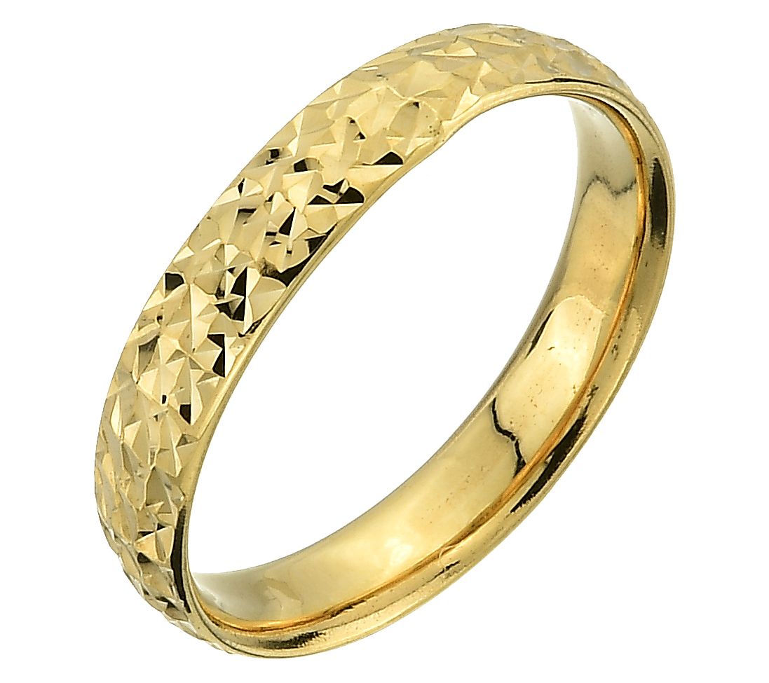 Adorna 14K Gold Diamond Cut Design Band Ring