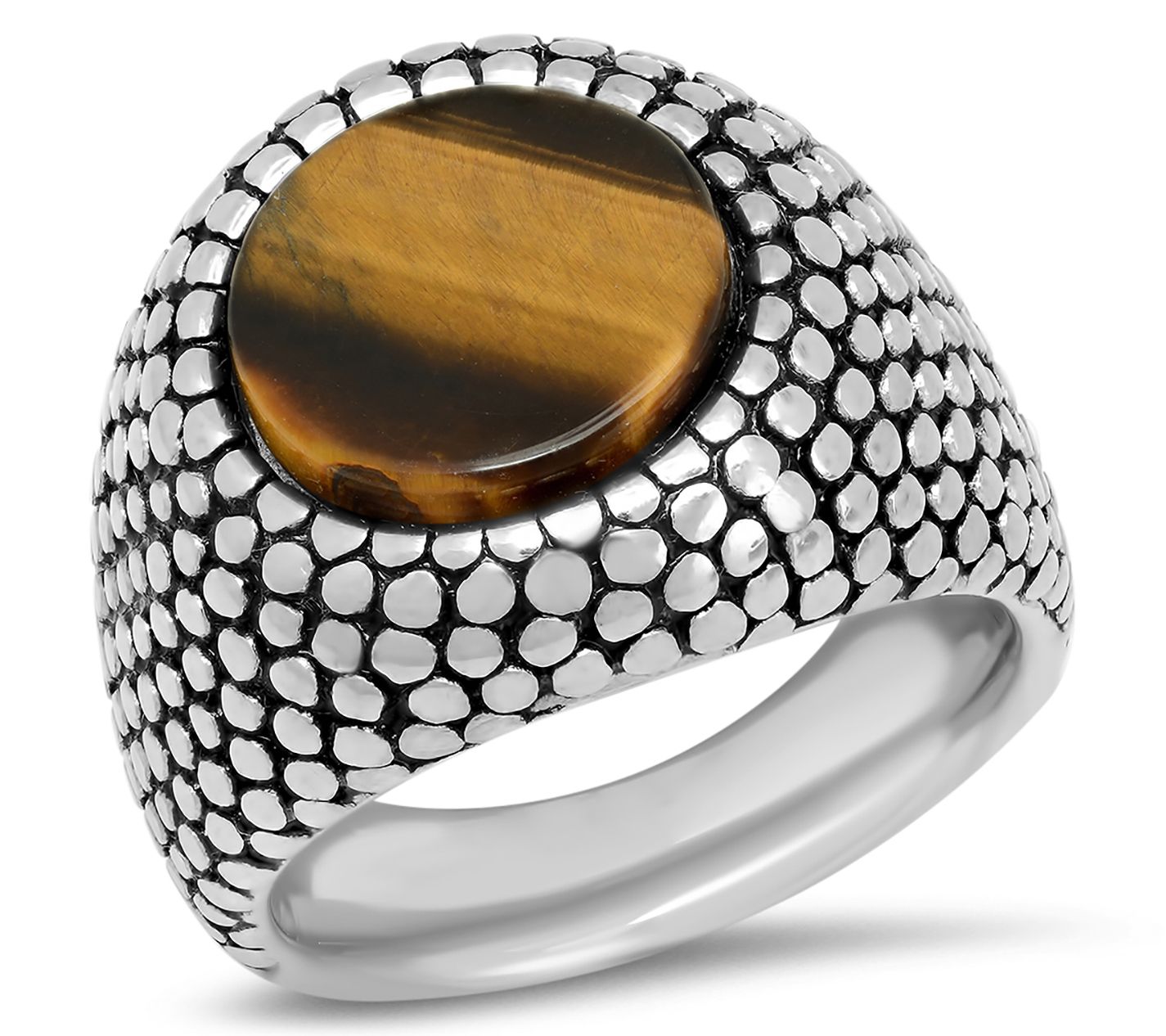 Steel by Design Tiger Eye Textured Signet Ring