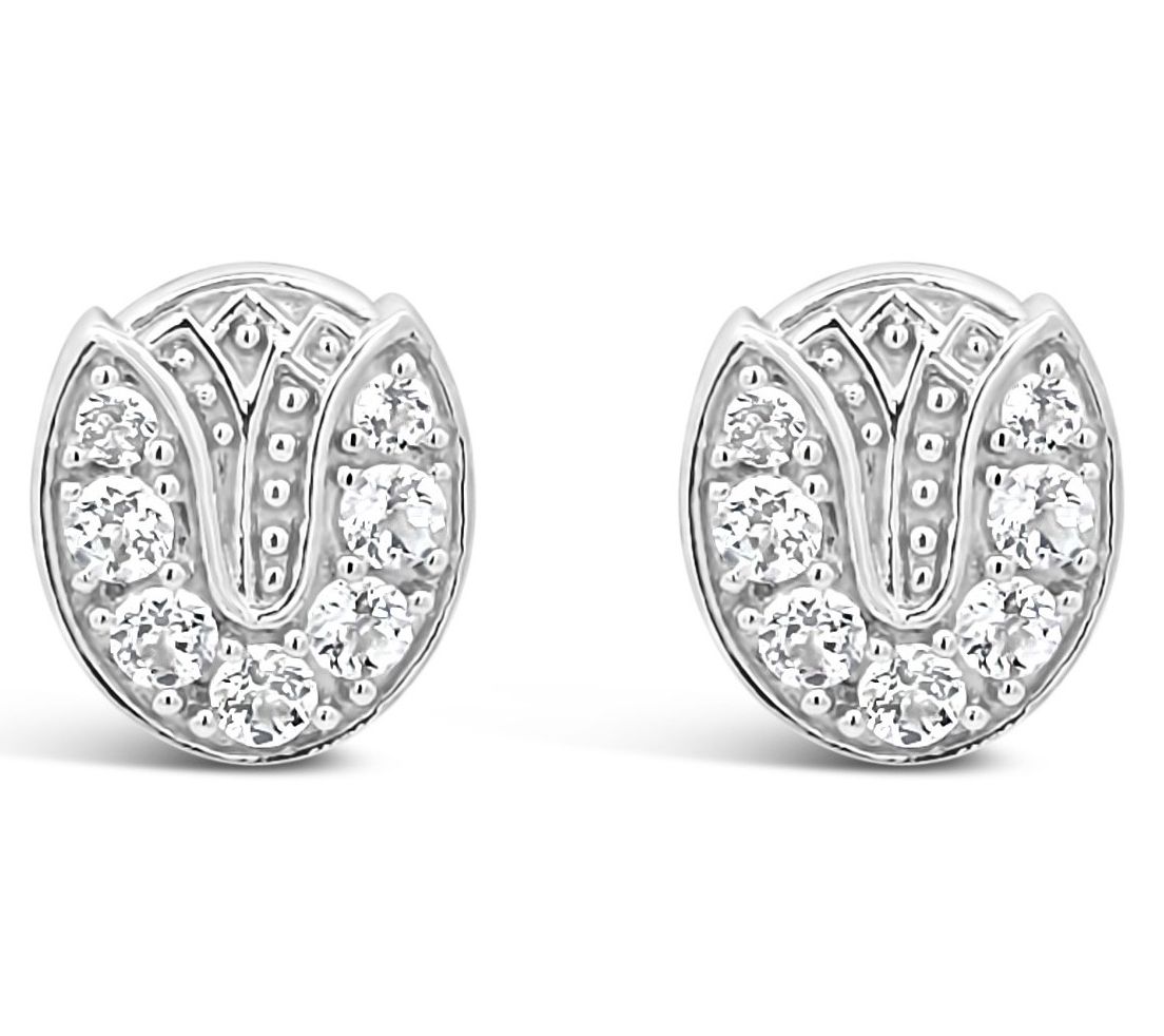 Goddaughters Sterling Silver White Topaz TulipStud Earrings