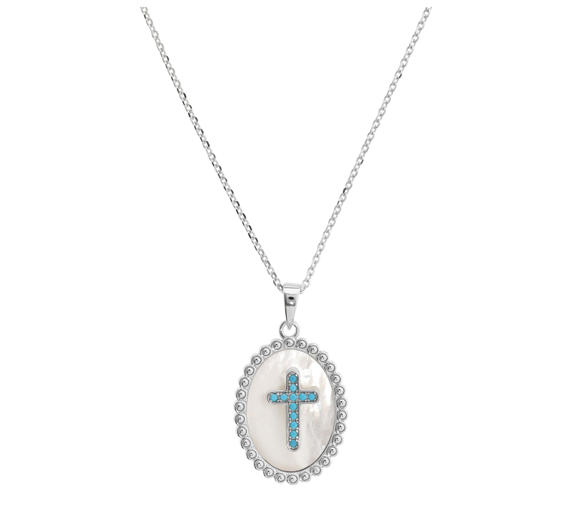 David Markstein Sterling Gemstone Cross Pendantw/ Chain