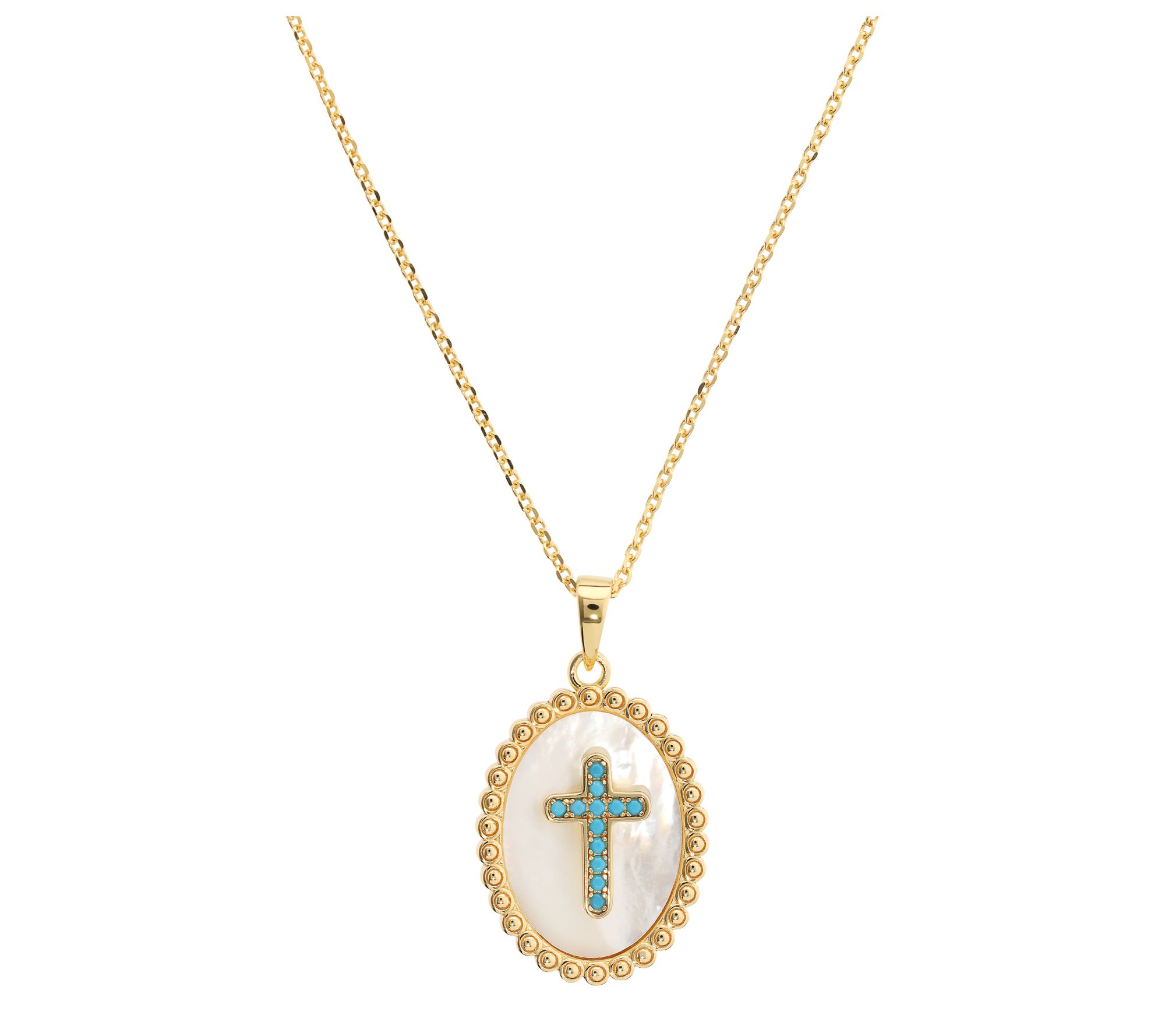 David Markstein Sterling Gemstone Cross Pendantw/ Chain
