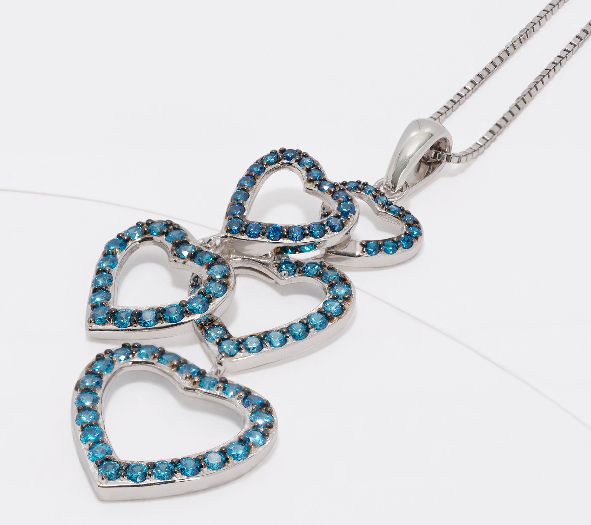 Diamonique x Kathy Levine Color Hearty Party Necklace, Sterl