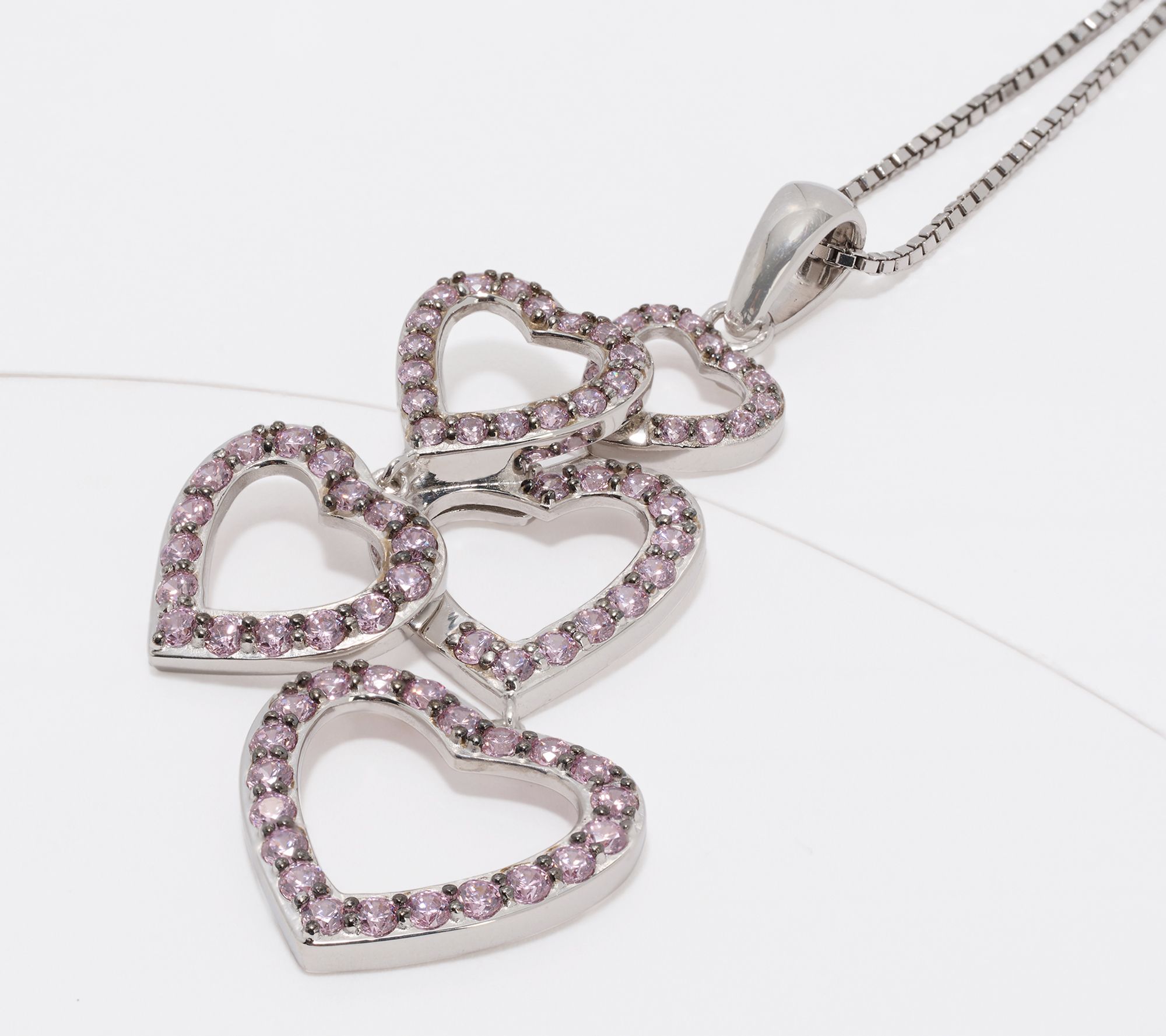 Diamonique x Kathy Levine Color Hearty Party Necklace, Sterl